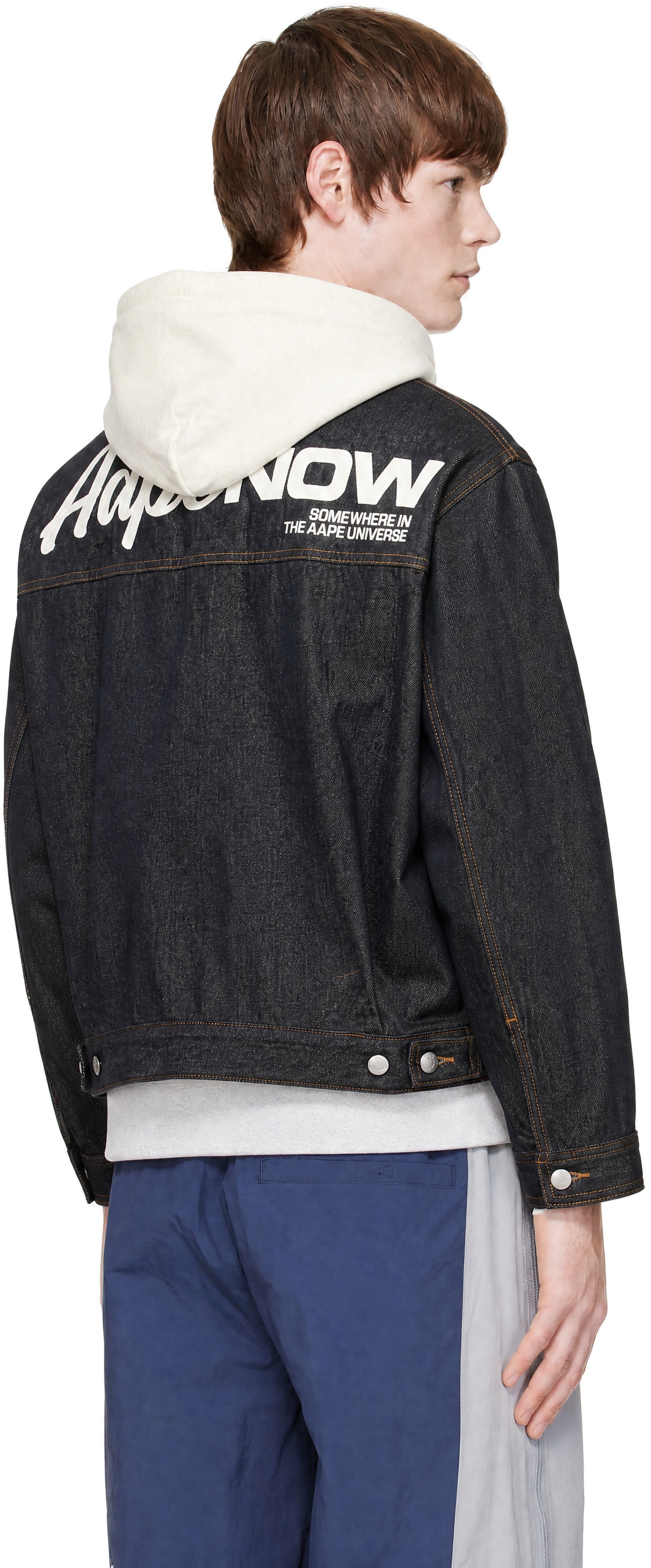 AAPE by A Bathing Ape - Navy 'AAPENOW' Light Weight Denim Jacket