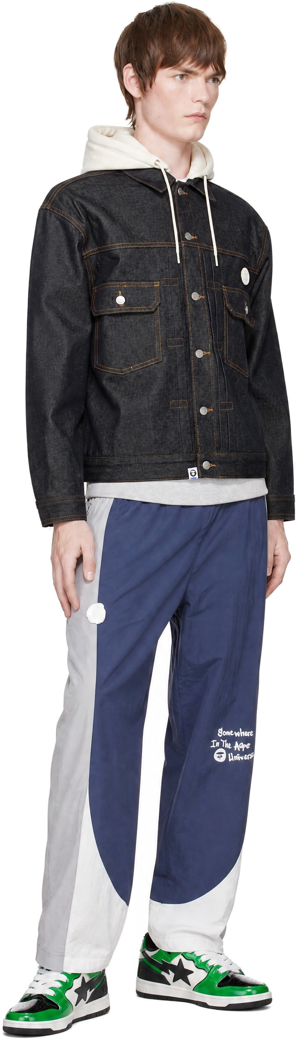 AAPE by A Bathing Ape - Navy 'AAPENOW' Light Weight Denim Jacket