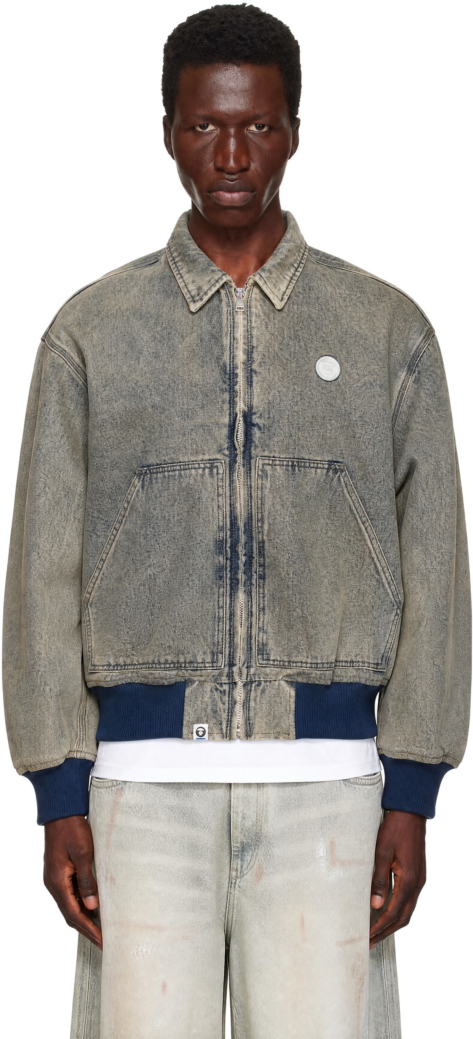 AAPE by A Bathing Ape - Blue 'AAPENOW' Light Weight Denim Jacket