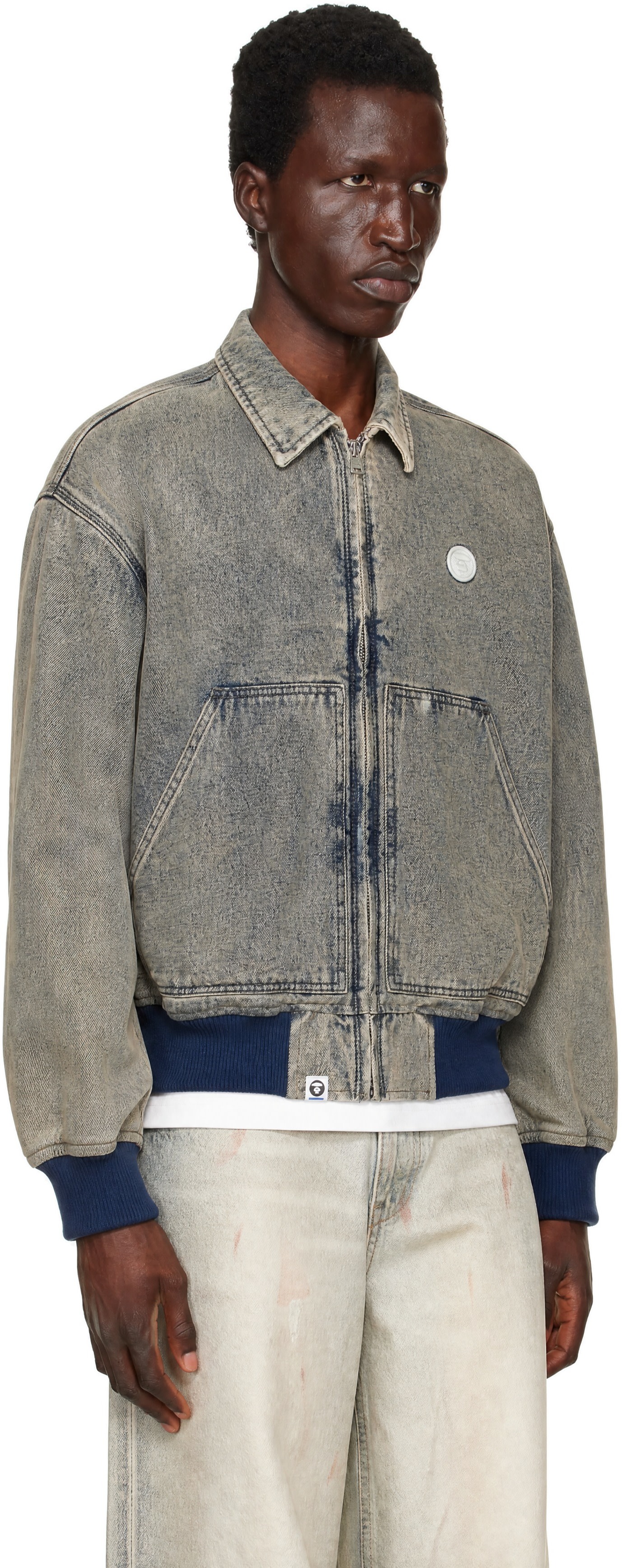 AAPE by A Bathing Ape - Blue 'AAPENOW' Light Weight Denim Jacket