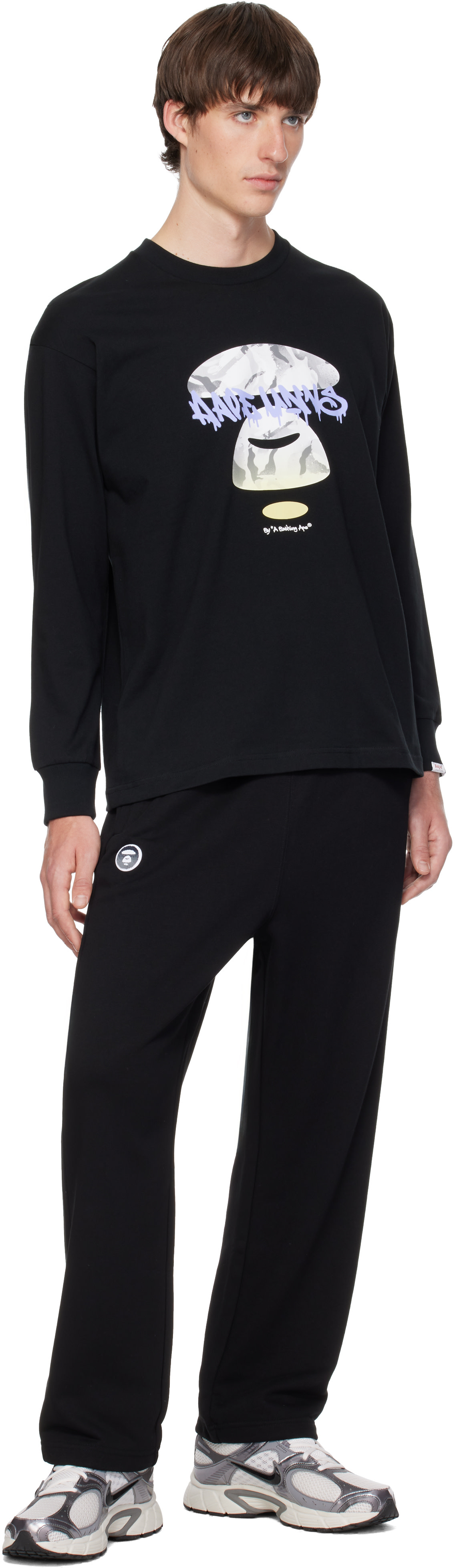AAPE by A Bathing Ape - Black 'AAPENOW' Moonface Sweatpants