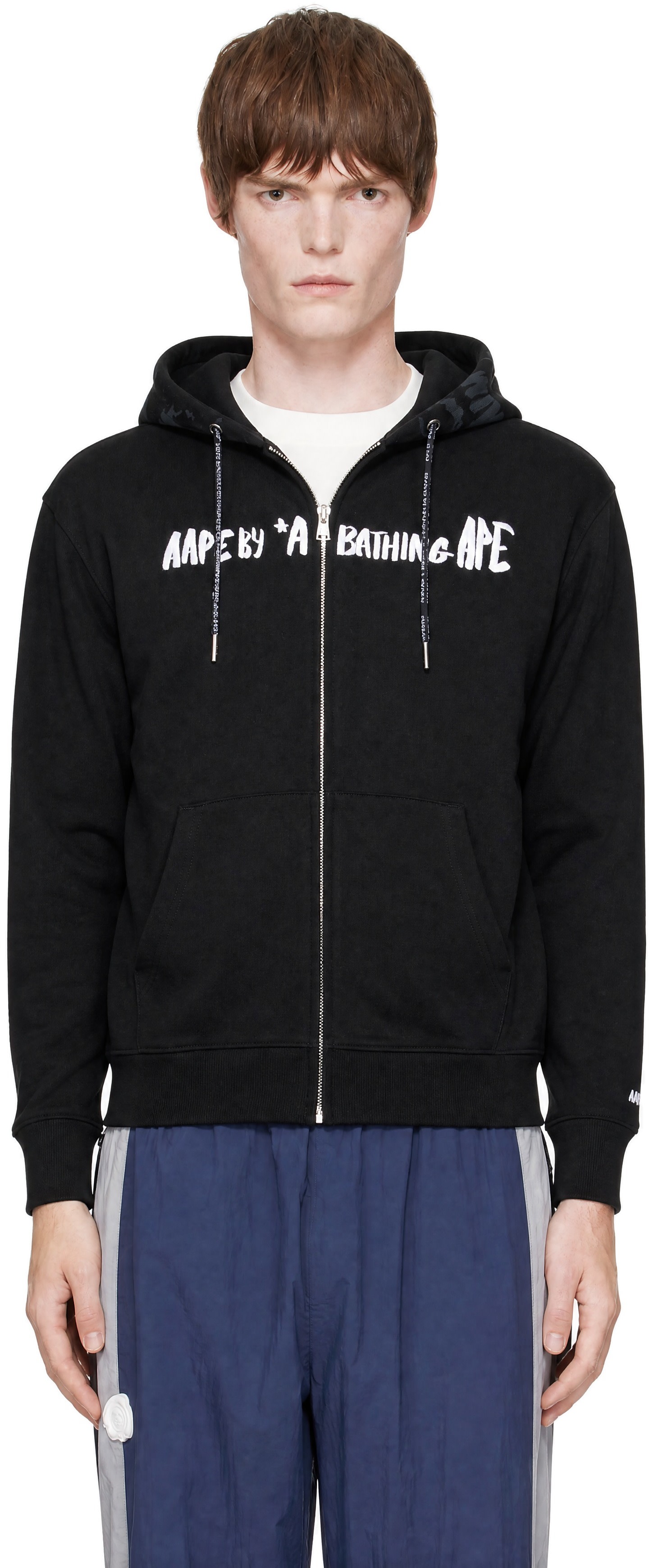 AAPE by A Bathing Ape - Black 'AAPE' Basic Zip Up Hoodie