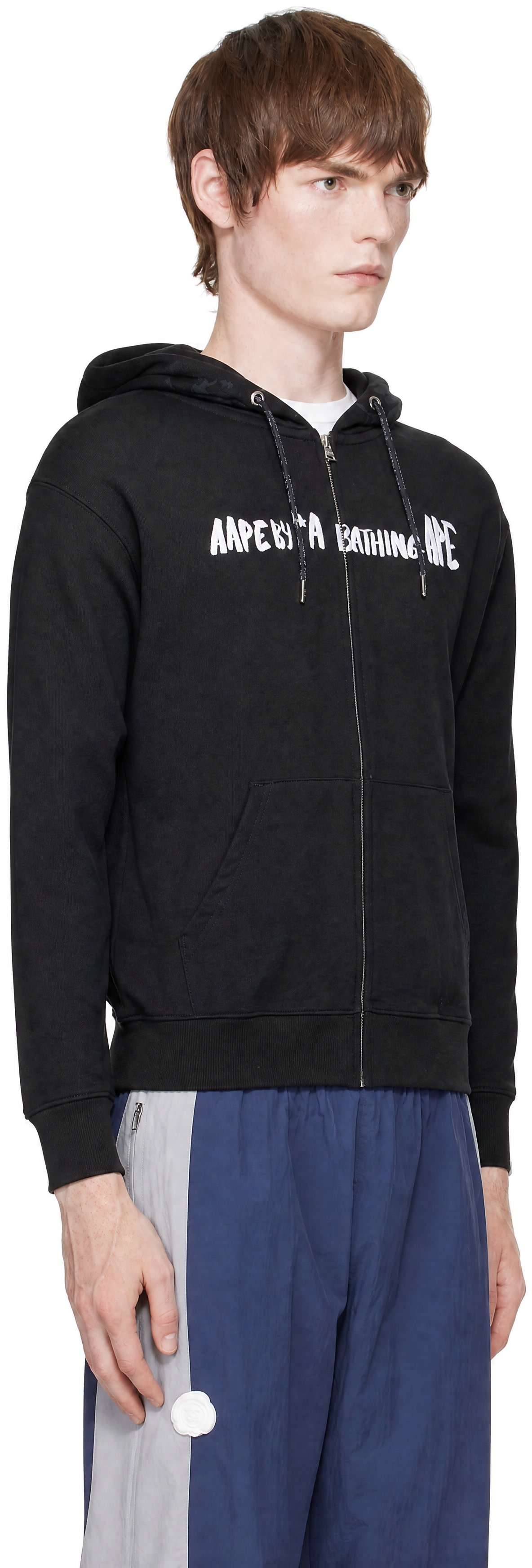AAPE by A Bathing Ape - Pull à capuche noir à glissière et à logos