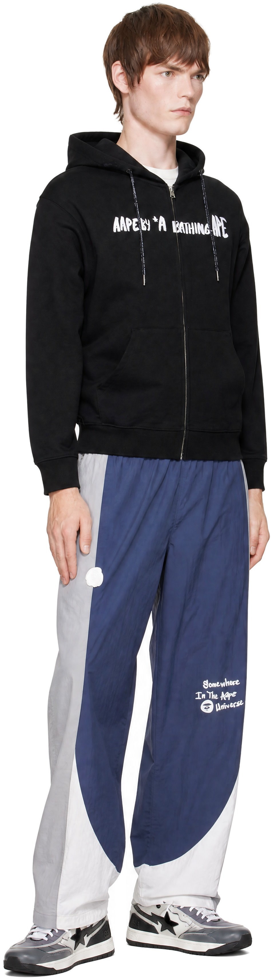 AAPE by A Bathing Ape - Black 'AAPE' Basic Zip Up Hoodie
