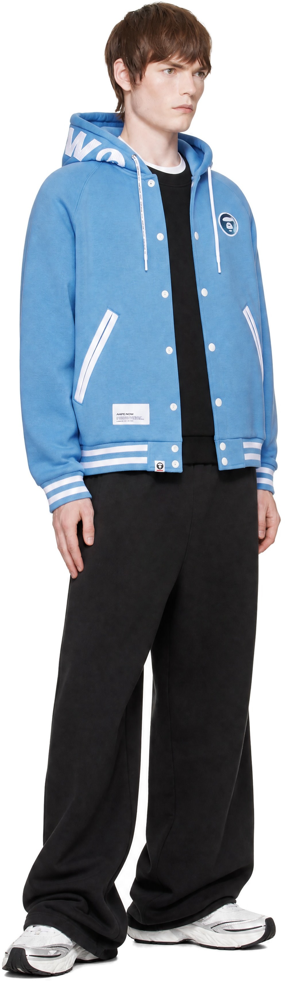 AAPE by A Bathing Ape - Blue 'AAPENOW' Moonface Varsity Jacket