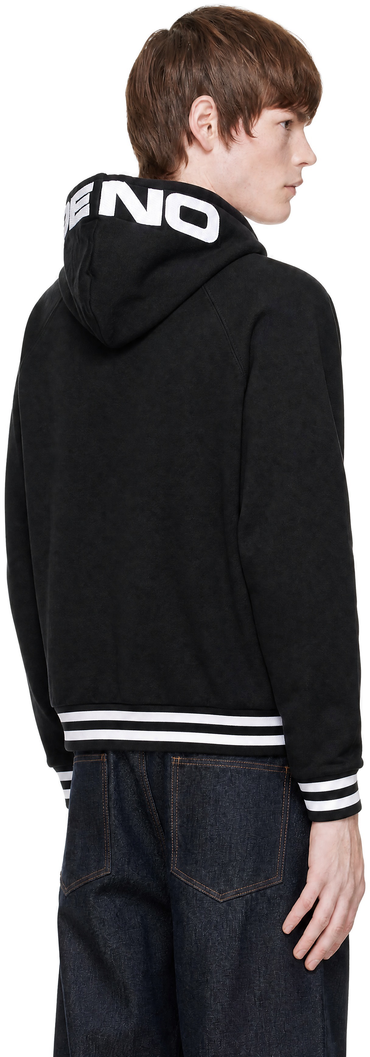 AAPE by A Bathing Ape - Black 'AAPENOW' Moonface Zip Up Varsity Jacket