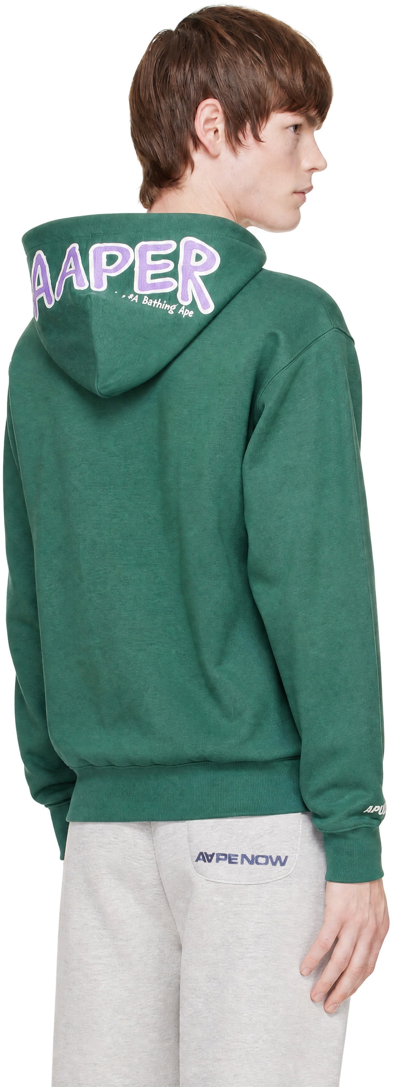 AAPE by A Bathing Ape - Pull à capuche vert à logo AAPER