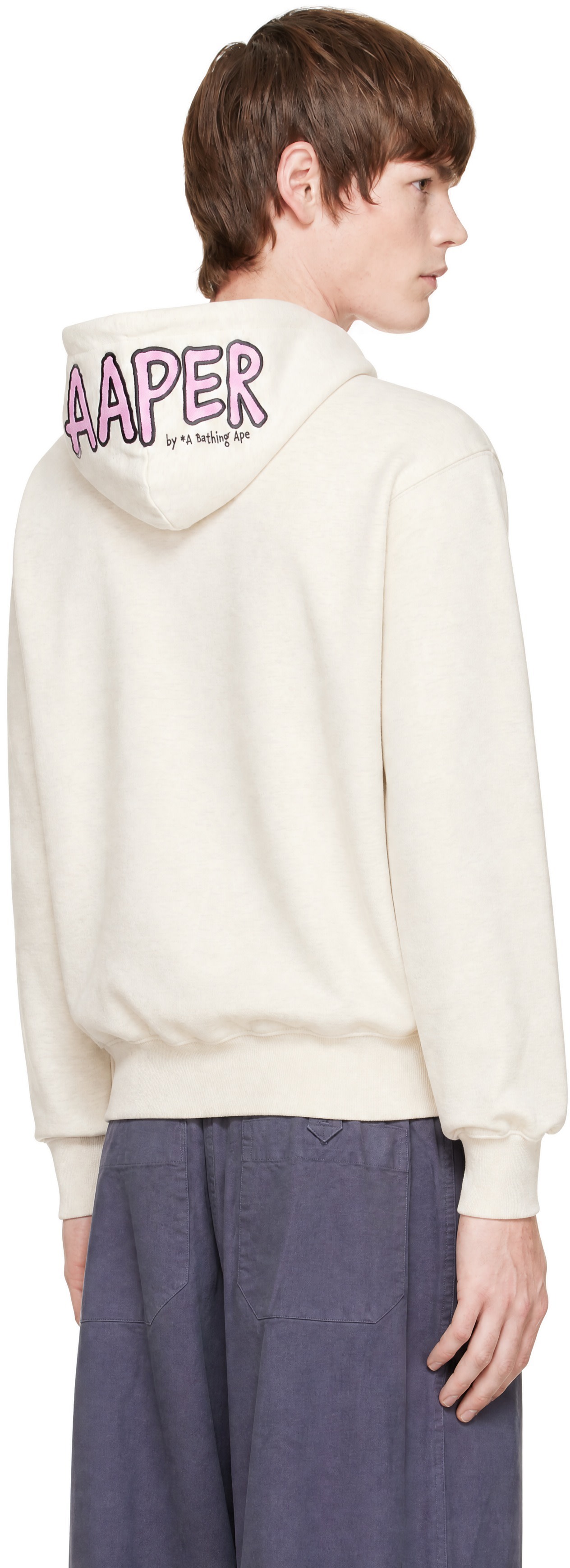 AAPE by A Bathing Ape - Pull à capuche beige à logo AAPER
