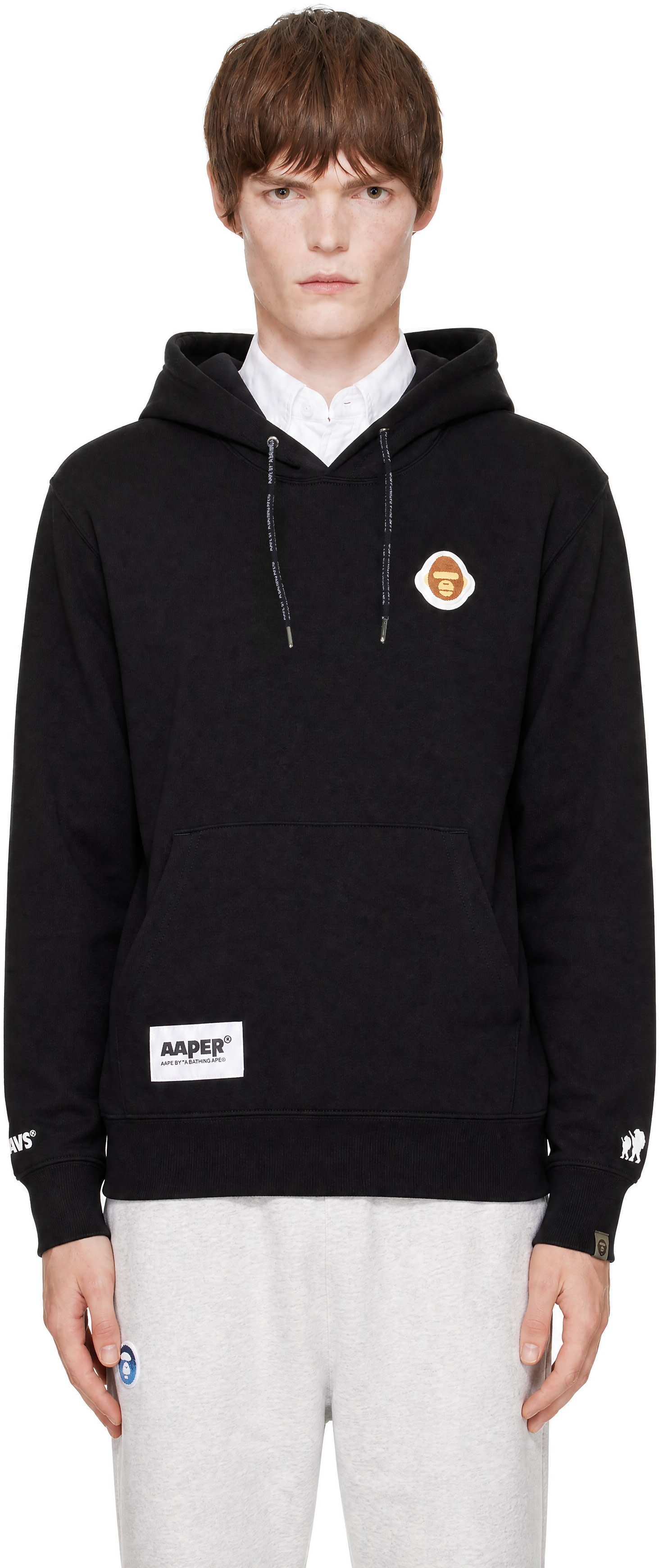 AAPE by A Bathing Ape - Pull à capuche noir à logo AAPER