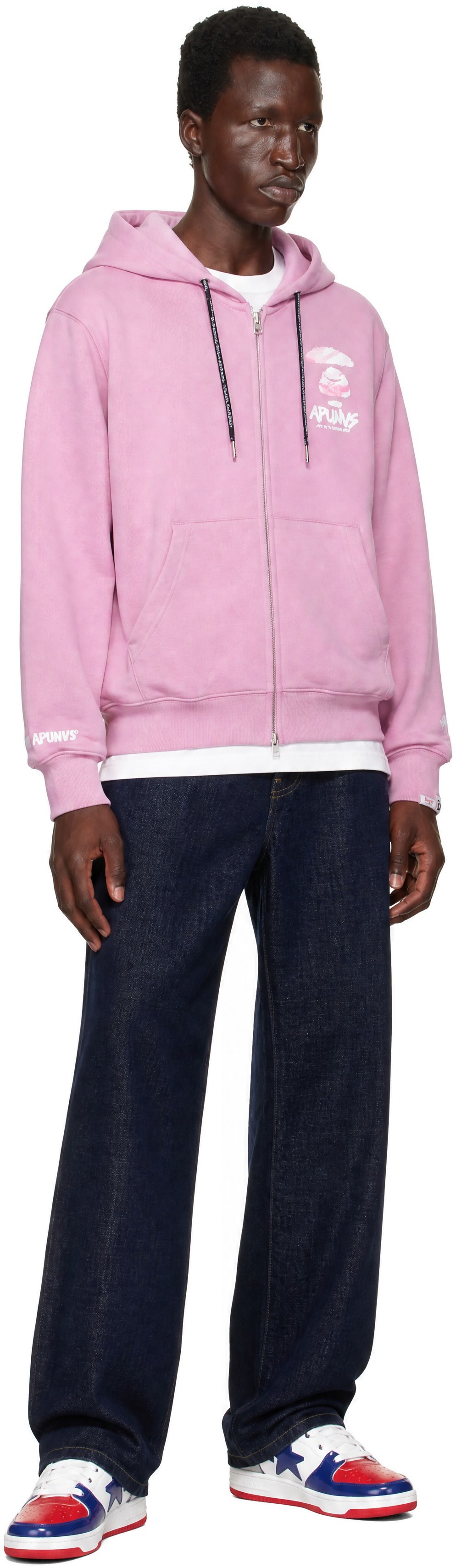 AAPE by A Bathing Ape - Pink 'AAPE' Basic Zip Up Hoodie