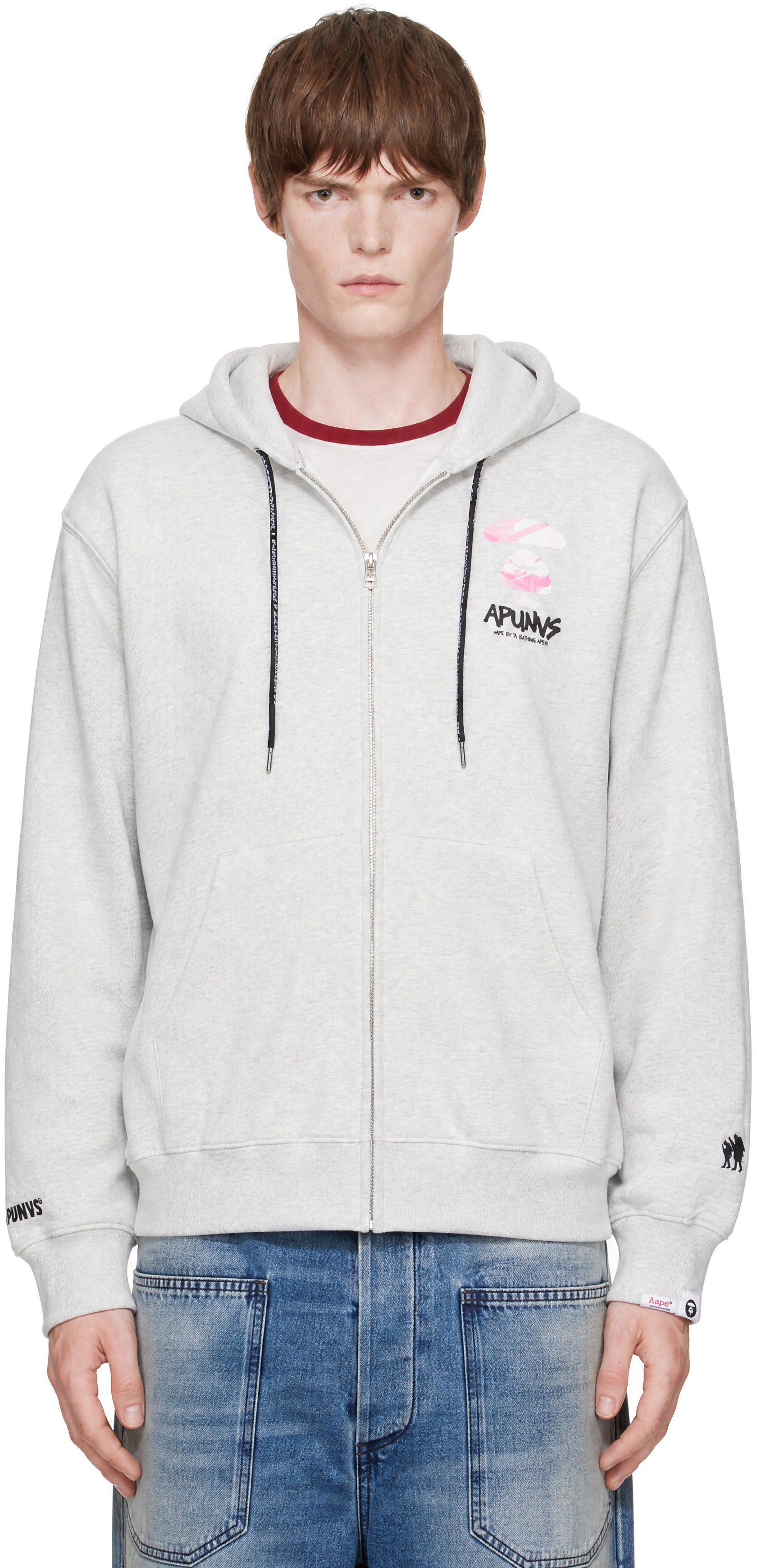 AAPE by A Bathing Ape - Off-White 'AAPE' Basic Zip Up Hoodie