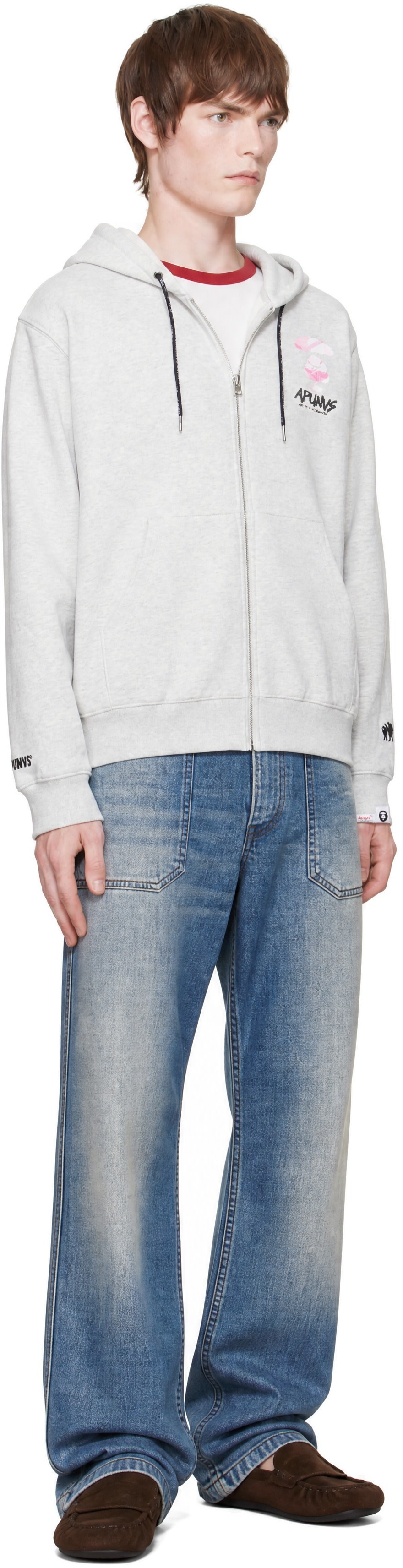 AAPE by A Bathing Ape - Off-White 'AAPE' Basic Zip Up Hoodie
