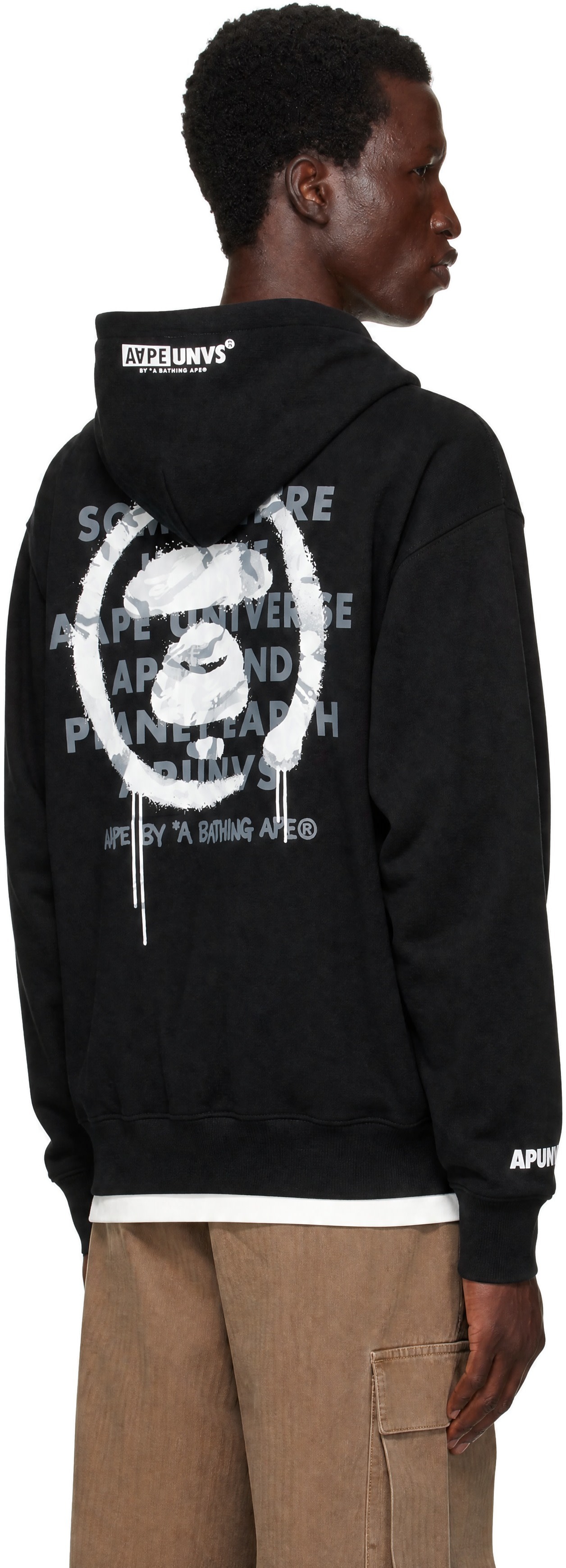 AAPE by A Bathing Ape - Black 'AAPE' Basic Zip Up Hoodie