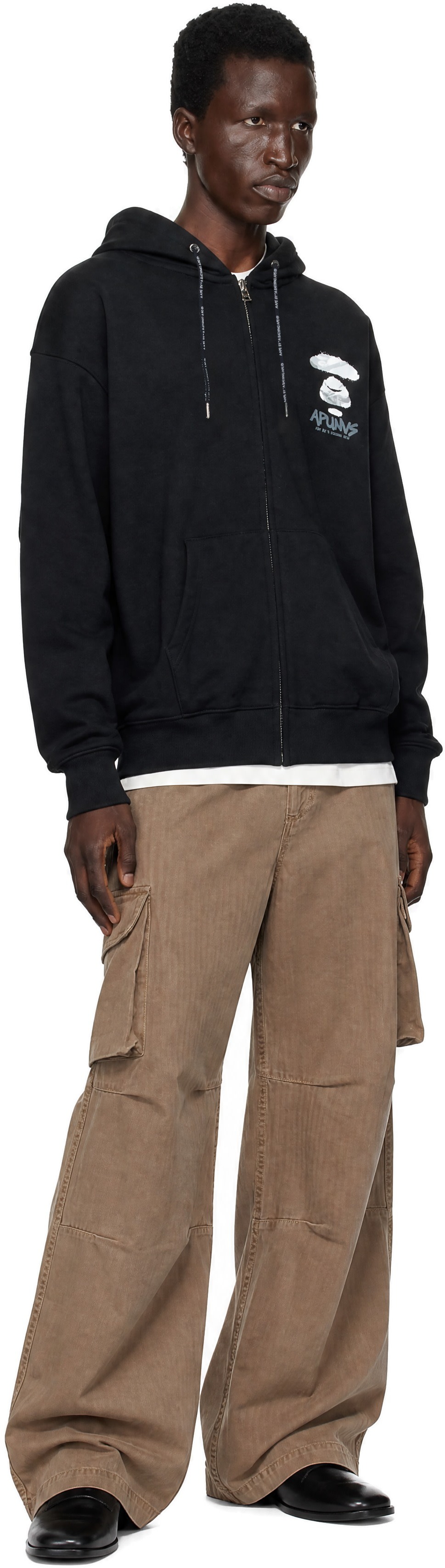 AAPE by A Bathing Ape - Pull à capuche noir à glissière et à logos