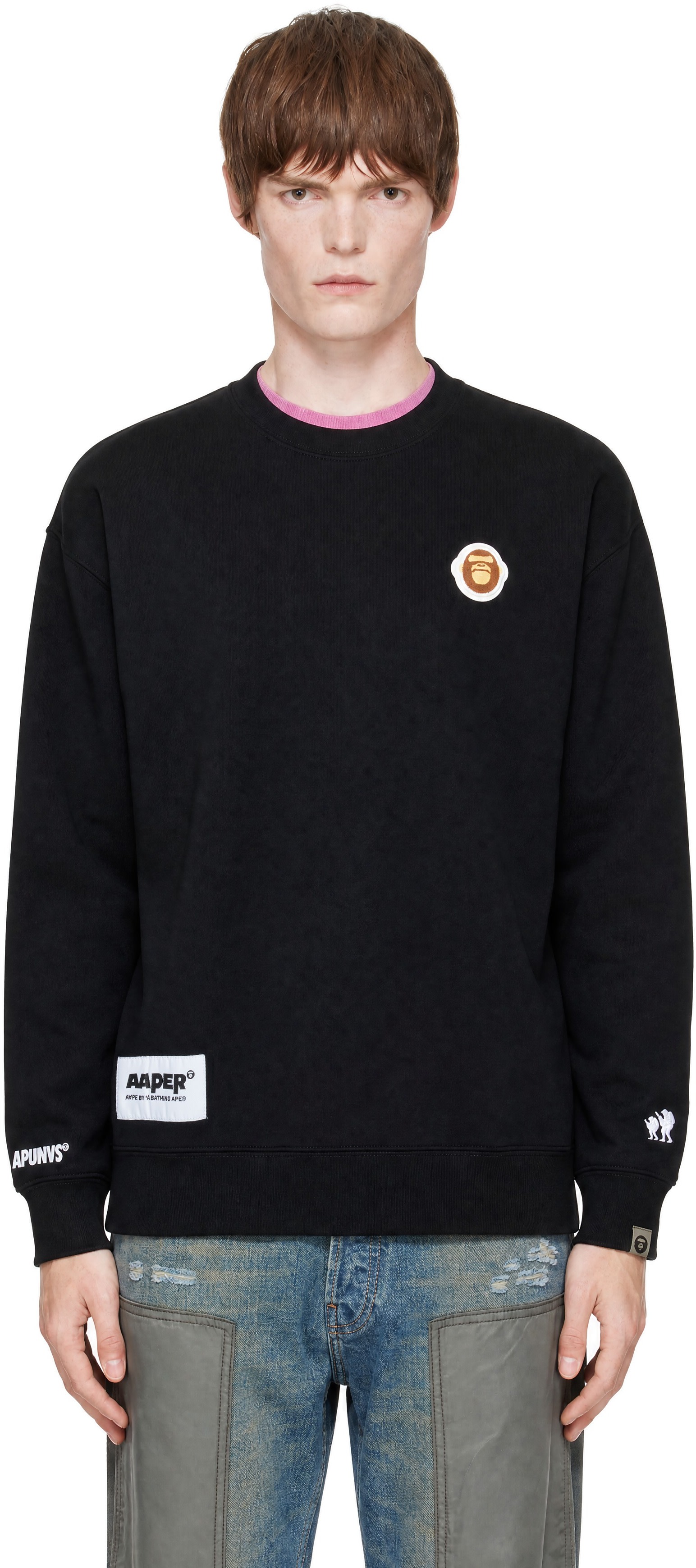 AAPE by A Bathing Ape - Black 'AAPER' Aldo Logo Sweatshirt