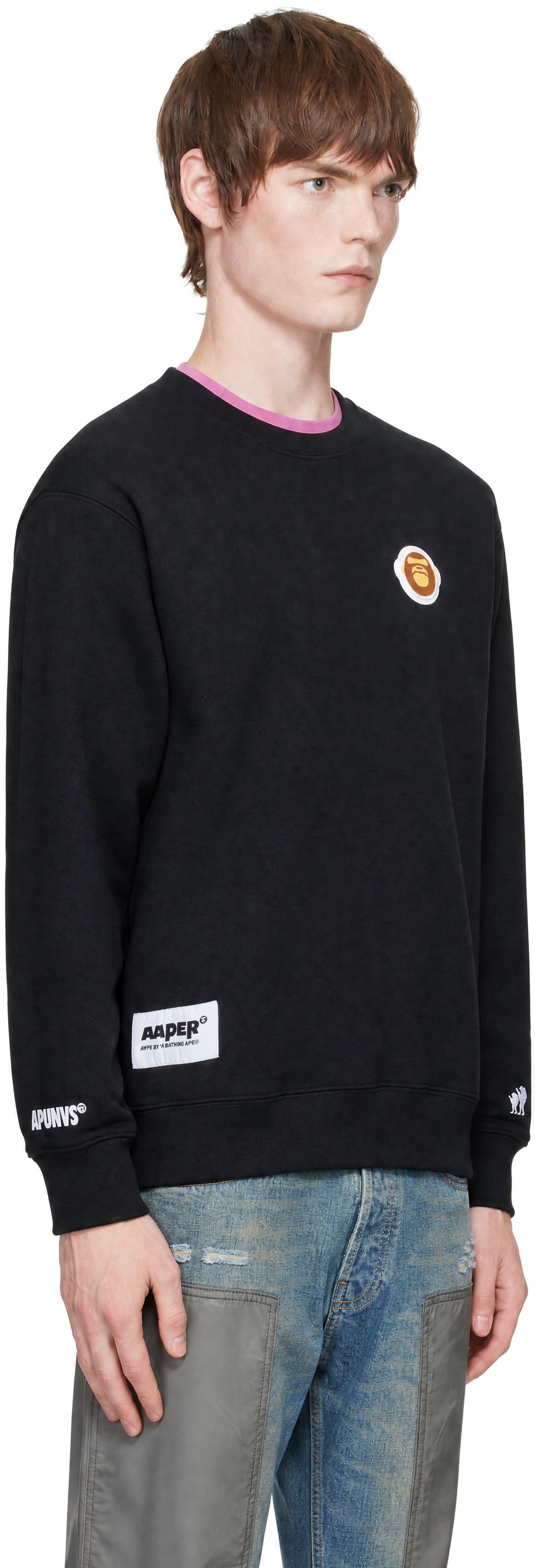AAPE by A Bathing Ape - Pull molletonné noir à logo AAPER