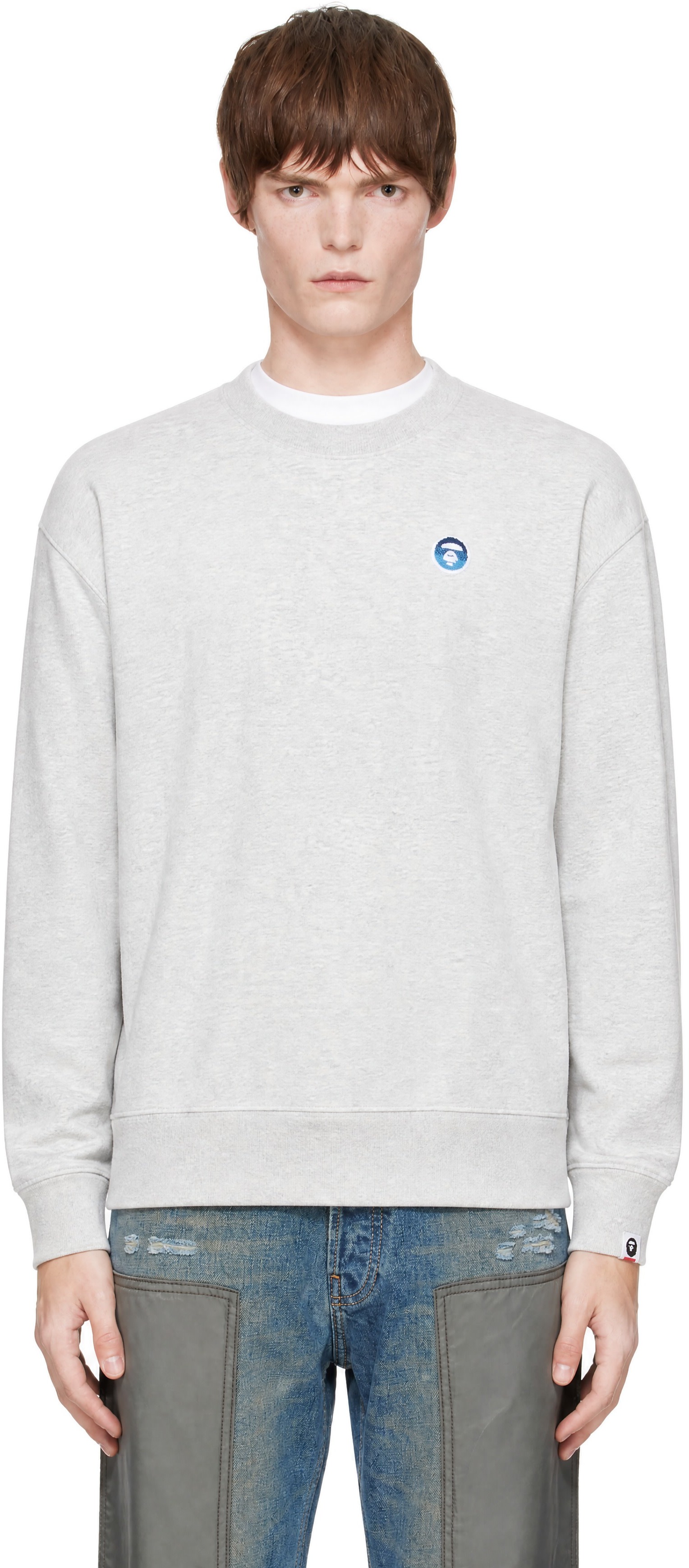 AAPE by A Bathing Ape - Pull molletonné blanc cassé à logos AAPENOW et Moonface