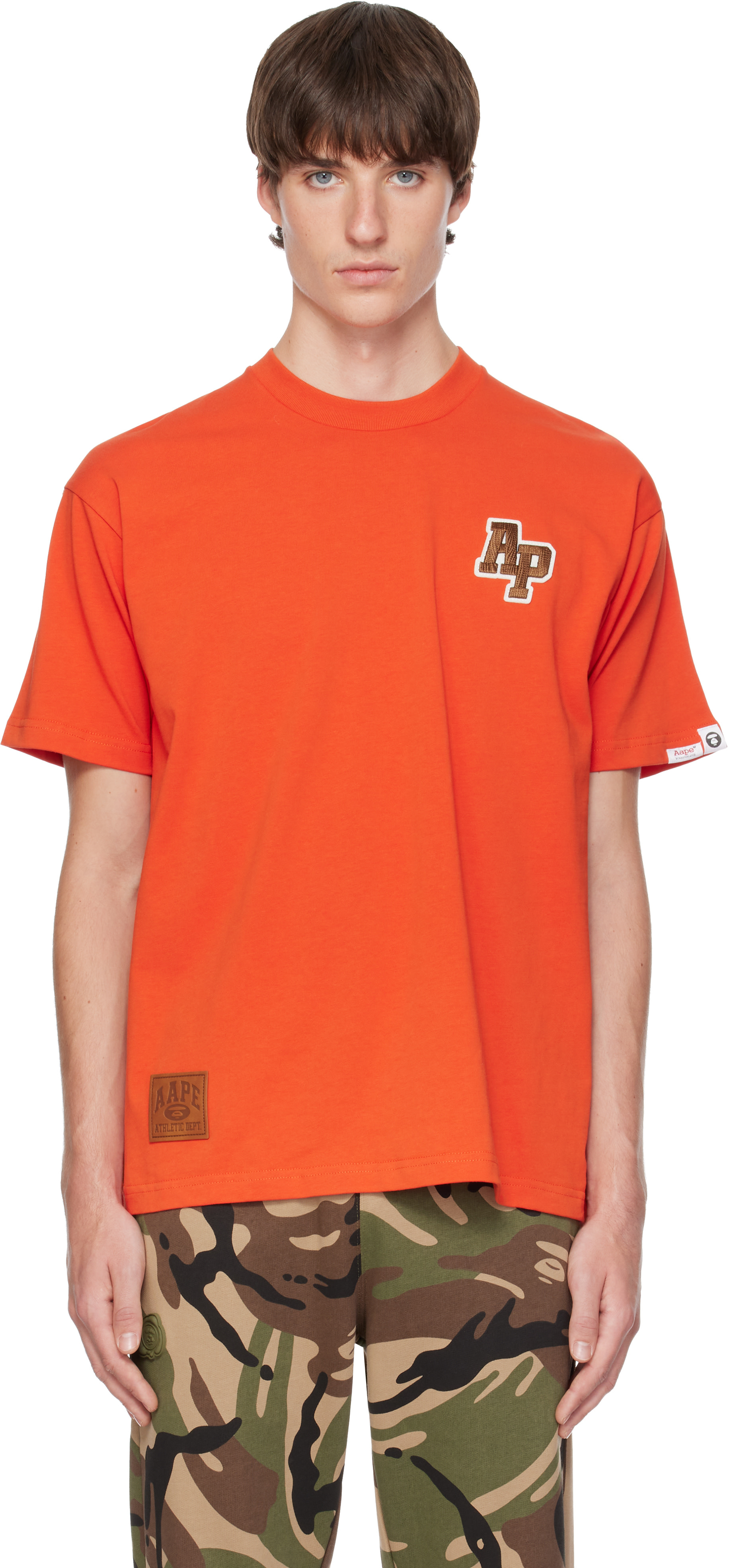AAPE by A Bathing Ape - Orange Embroidered Logo T-shirt