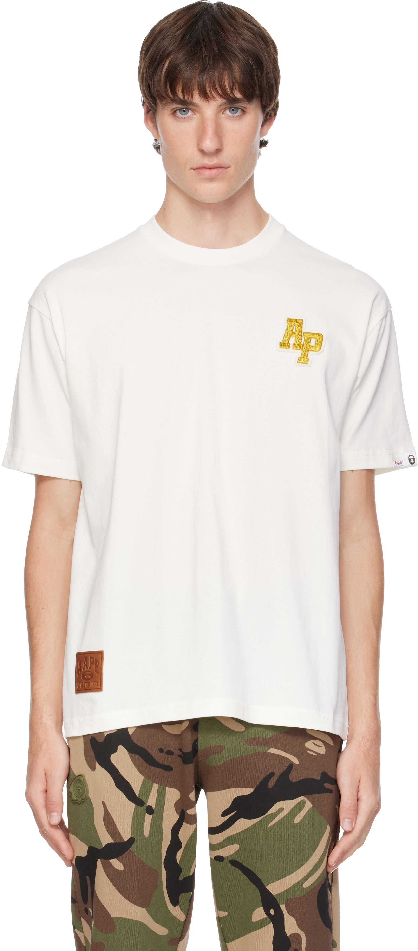 AAPE by A Bathing Ape - White Embroidered Logo T-shirt