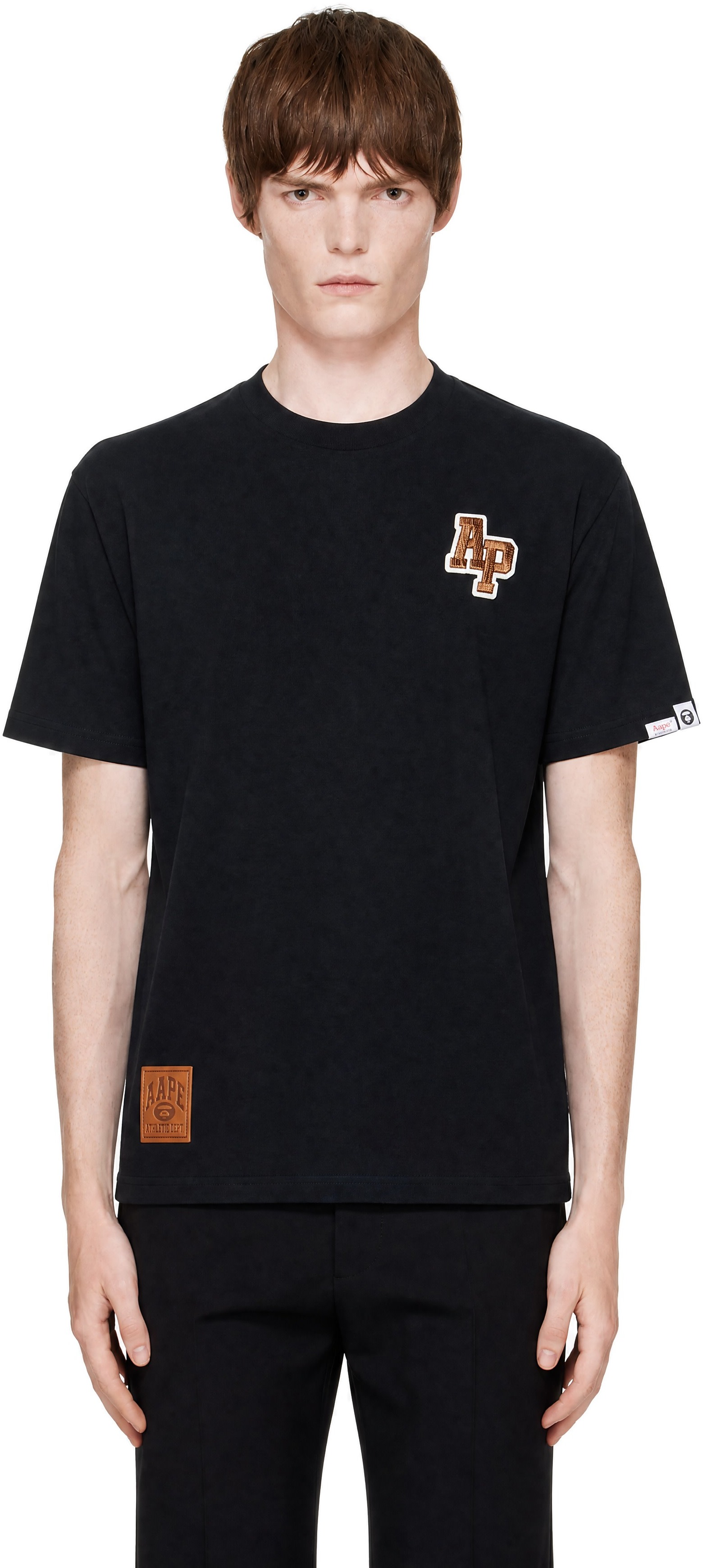 AAPE by A Bathing Ape - 블랙 로고 자수 티셔츠