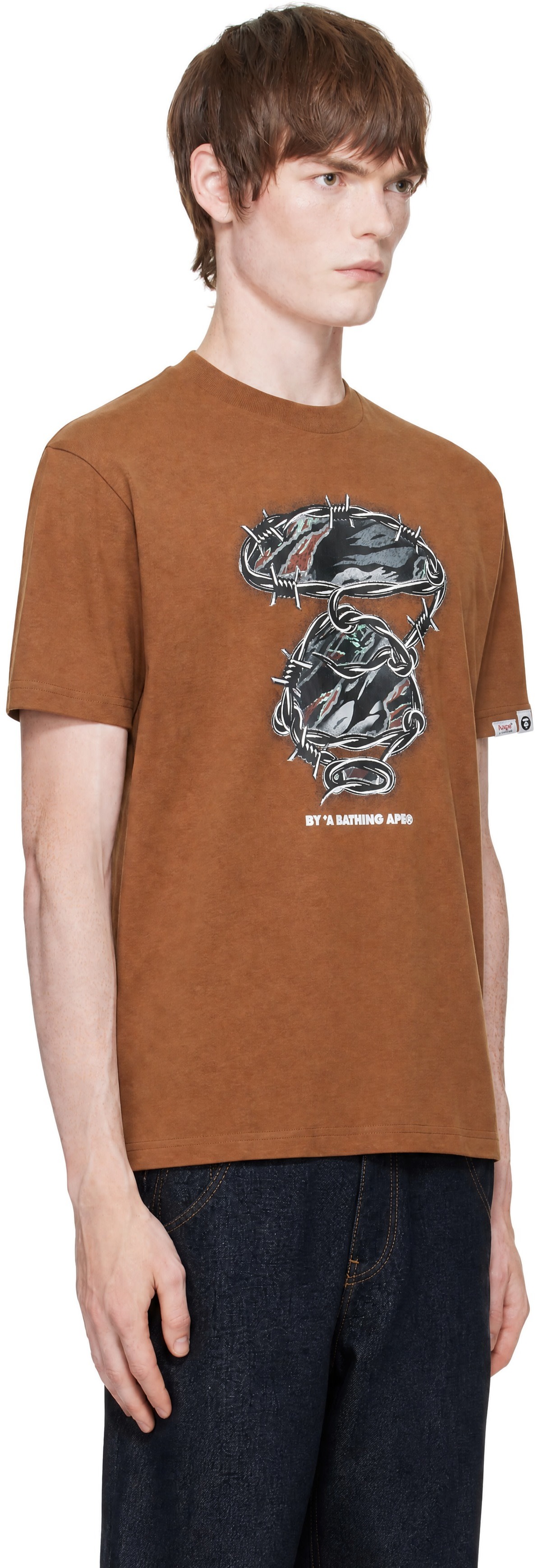 AAPE by A Bathing Ape - ブラウン 'AAPEUNVS' Moonface Main Tシャツ