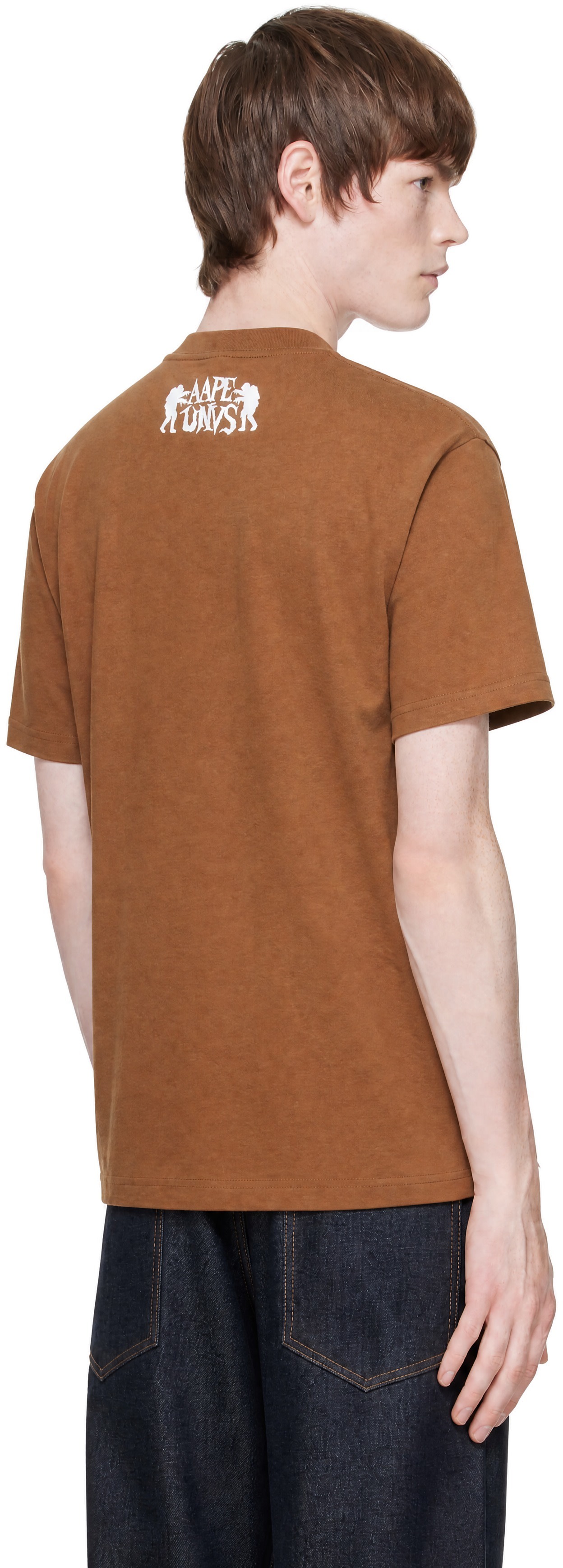 AAPE by A Bathing Ape - ブラウン 'AAPEUNVS' Moonface Main Tシャツ