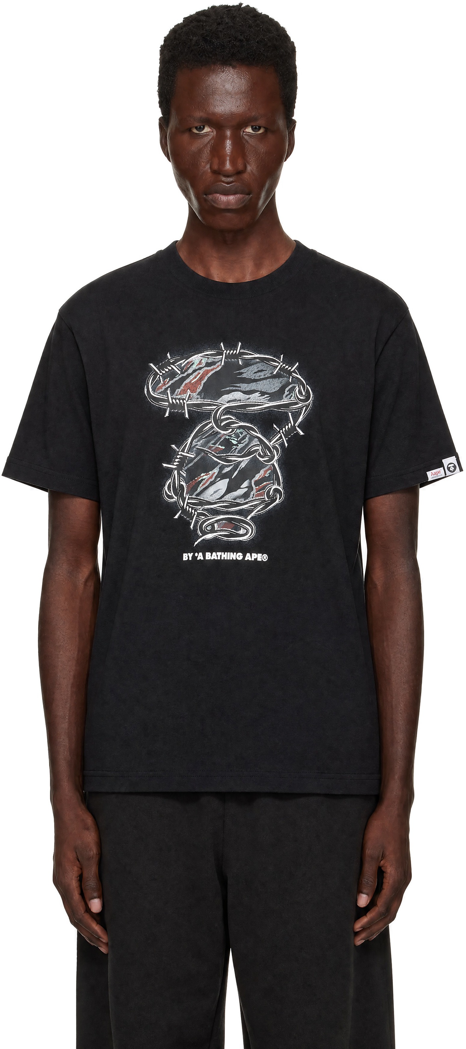 AAPE by A Bathing Ape - ブラック 'AAPEUNVS' Moonface Main Tシャツ