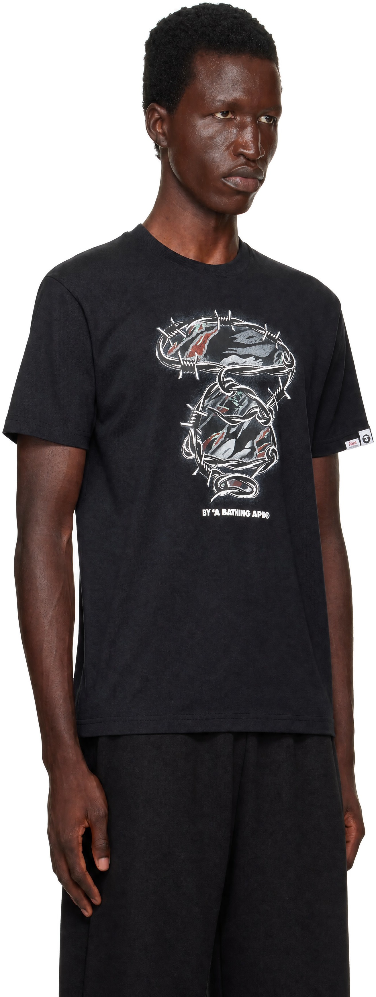 AAPE by A Bathing Ape - ブラック 'AAPEUNVS' Moonface Main Tシャツ
