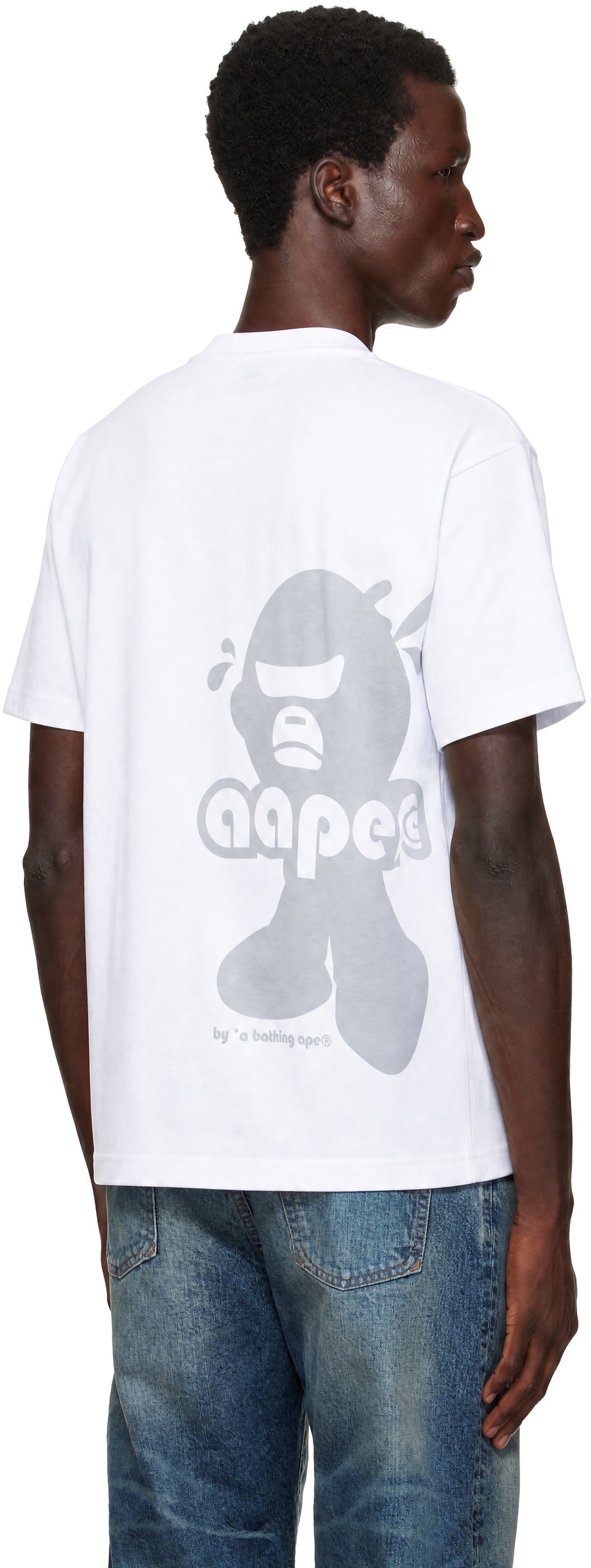 AAPE by A Bathing Ape - White 'AAPER' Moonface Graphic T-shirt
