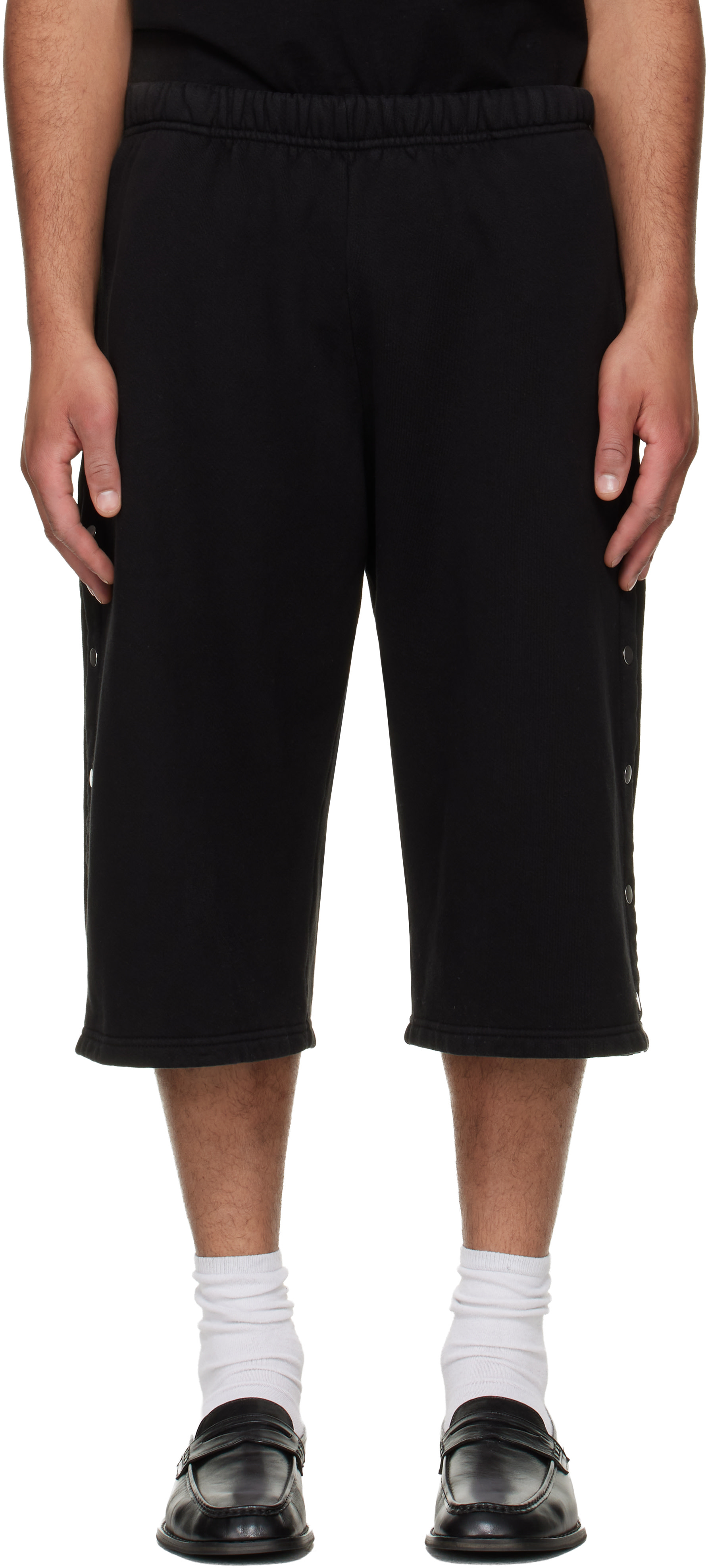 Les Tien - Short noir à boutons-pression