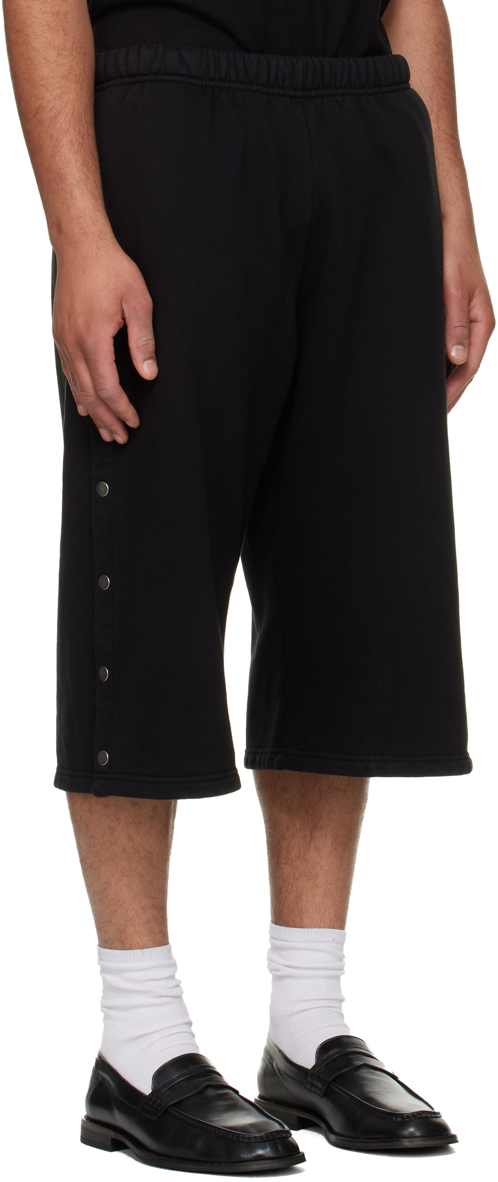 Les Tien - Short noir à boutons-pression