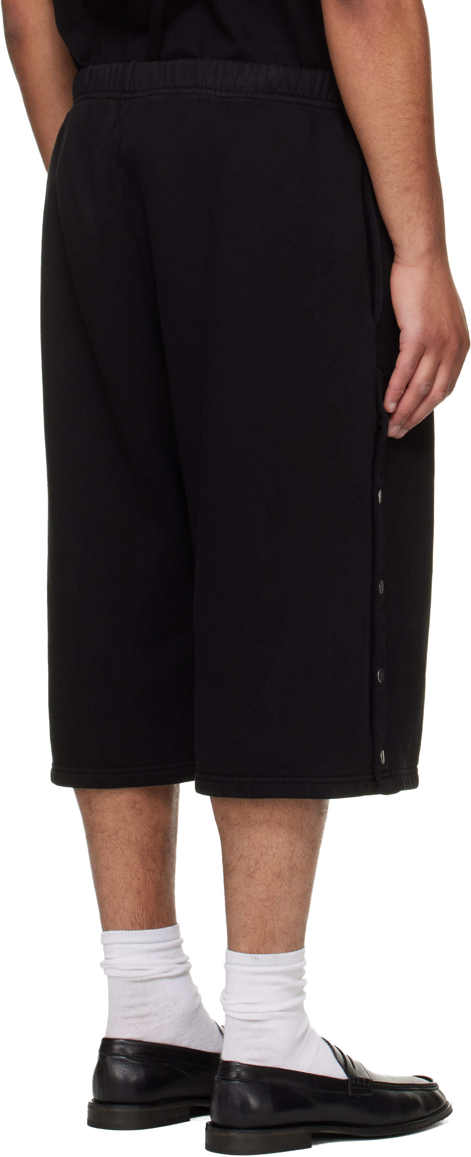 Les Tien - Short noir à boutons-pression