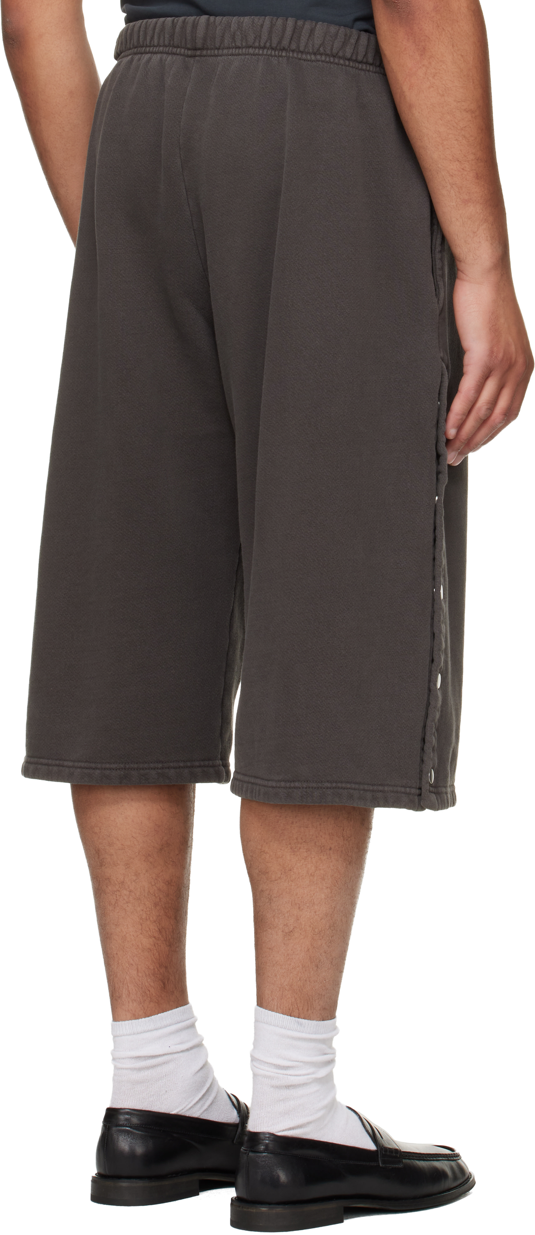 Les Tien - Short gris à boutons-pression