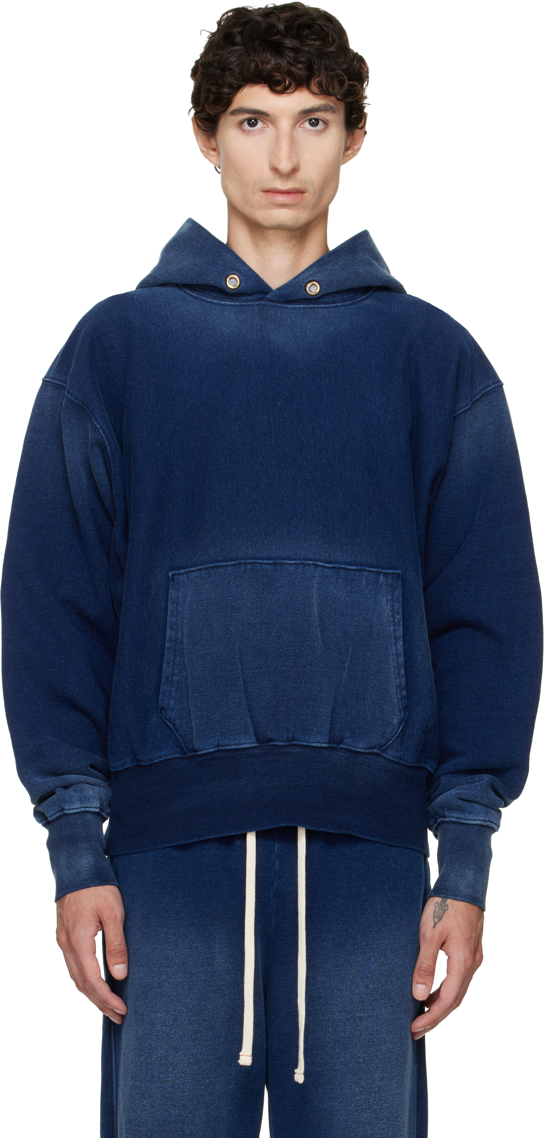 Les Tien - Pull à capuche épais bleu marine