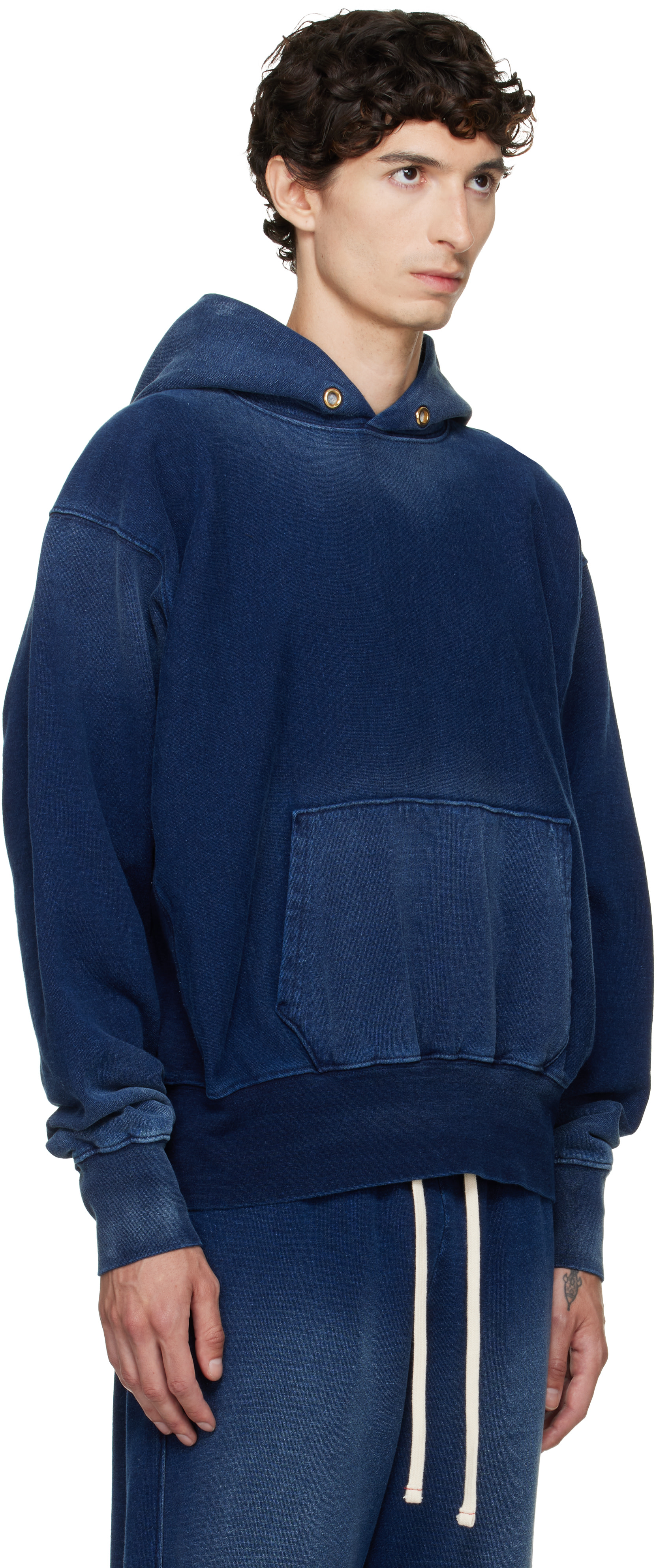 Les Tien - Pull à capuche épais bleu marine