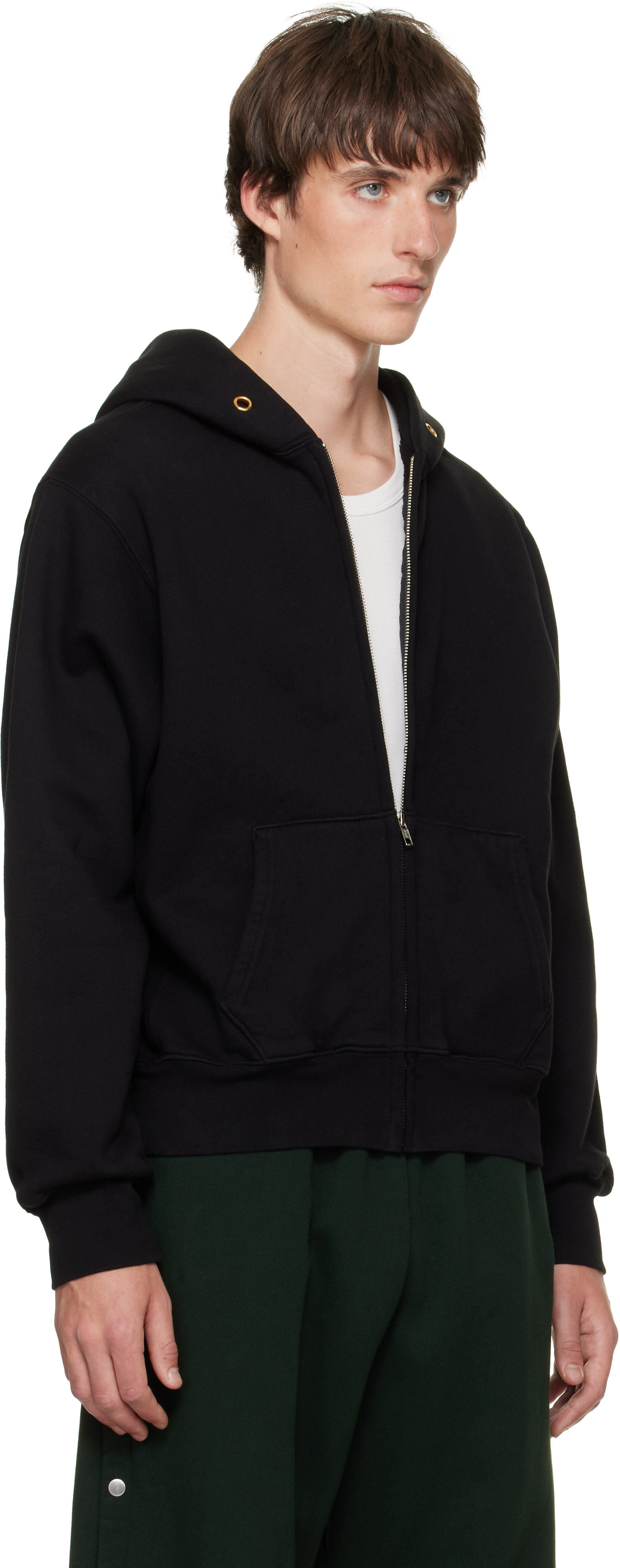 Les Tien - Pull à capuche épais noir à glissière