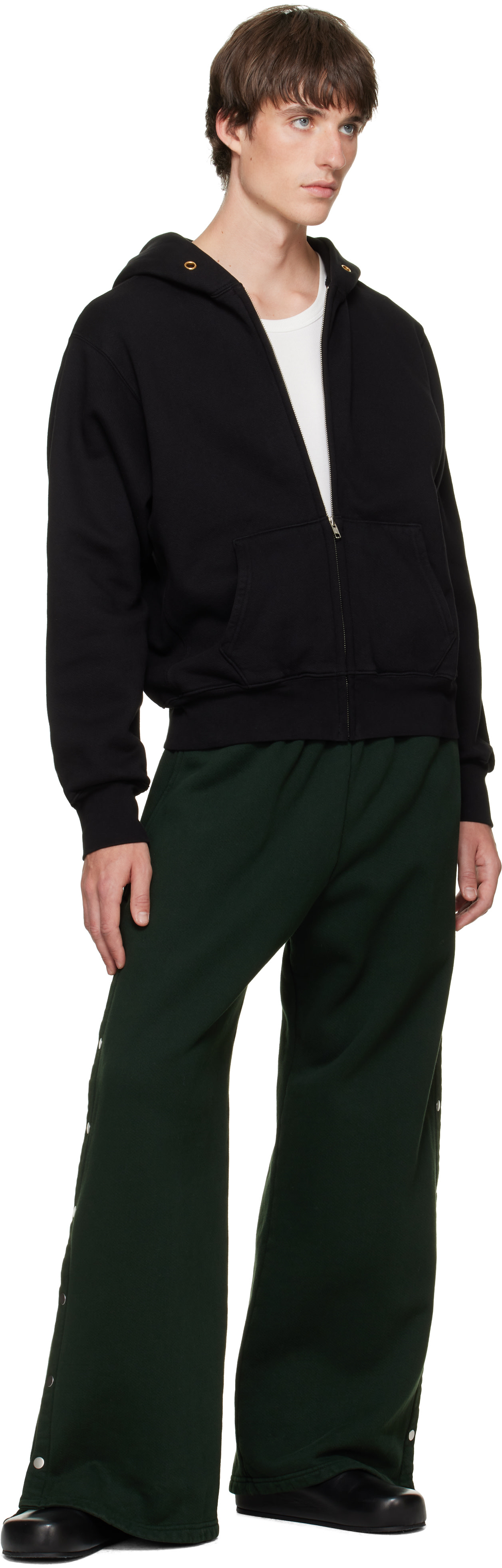 Les Tien - Pull à capuche épais noir à glissière