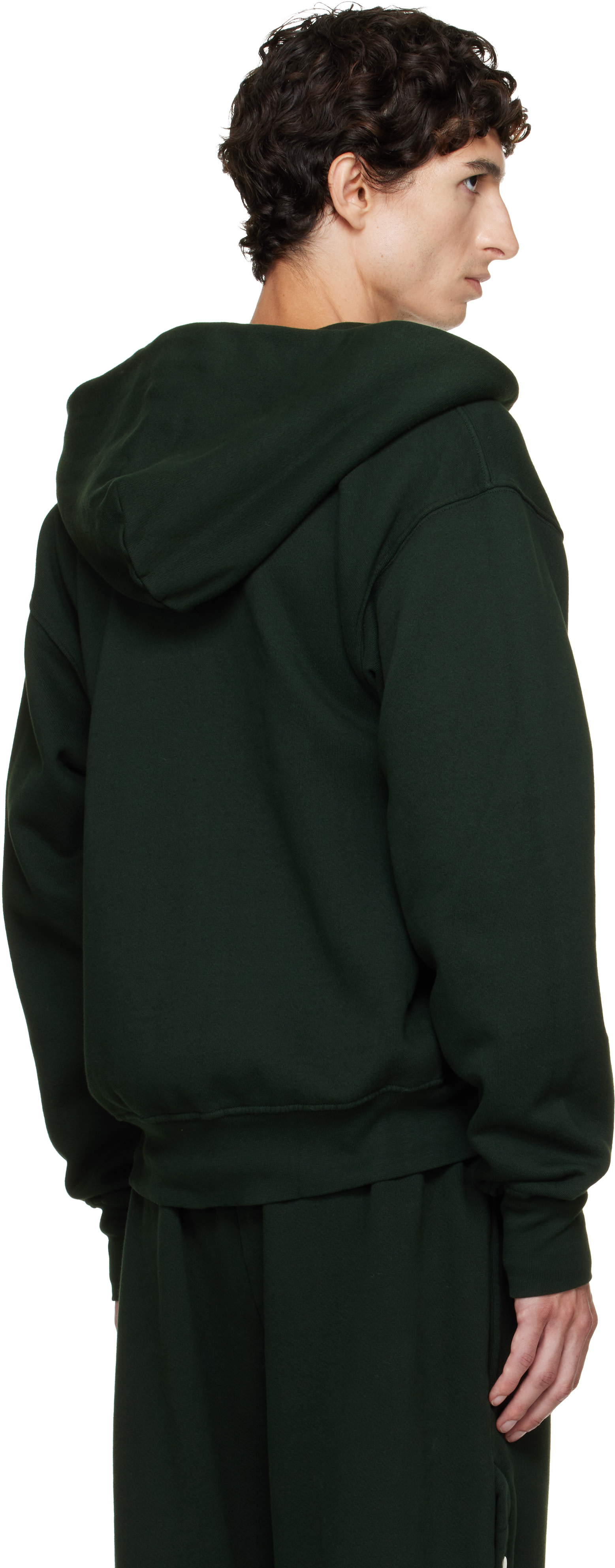 Les Tien - Pull à capuche épais vert à glissière