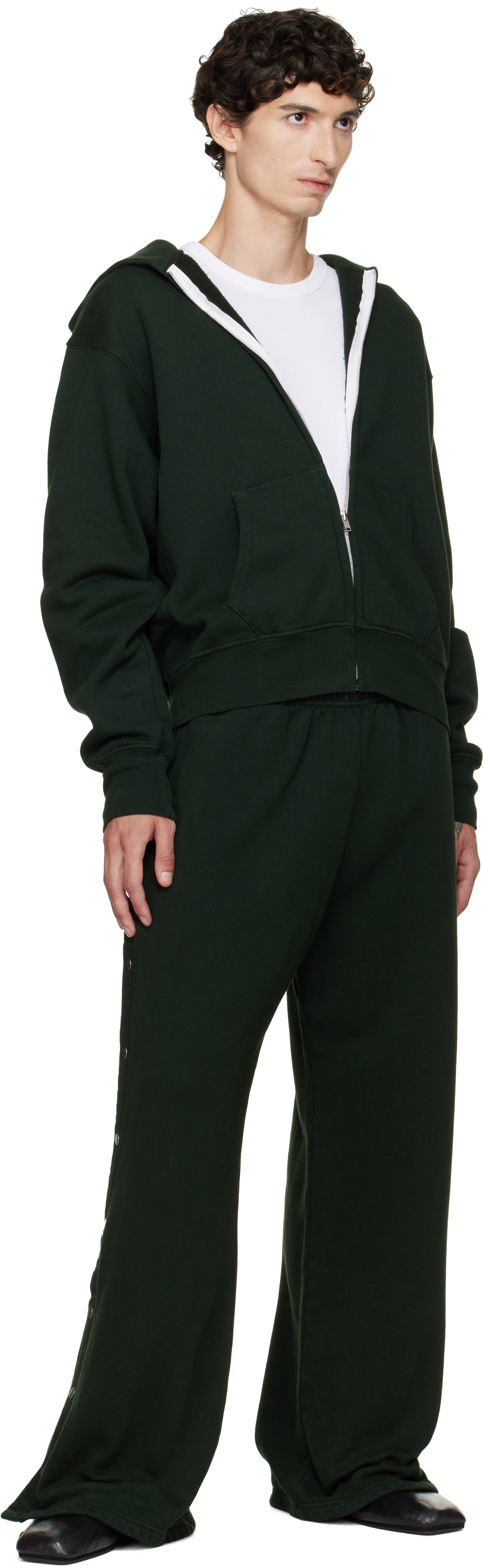 Les Tien - Pull à capuche épais vert à glissière