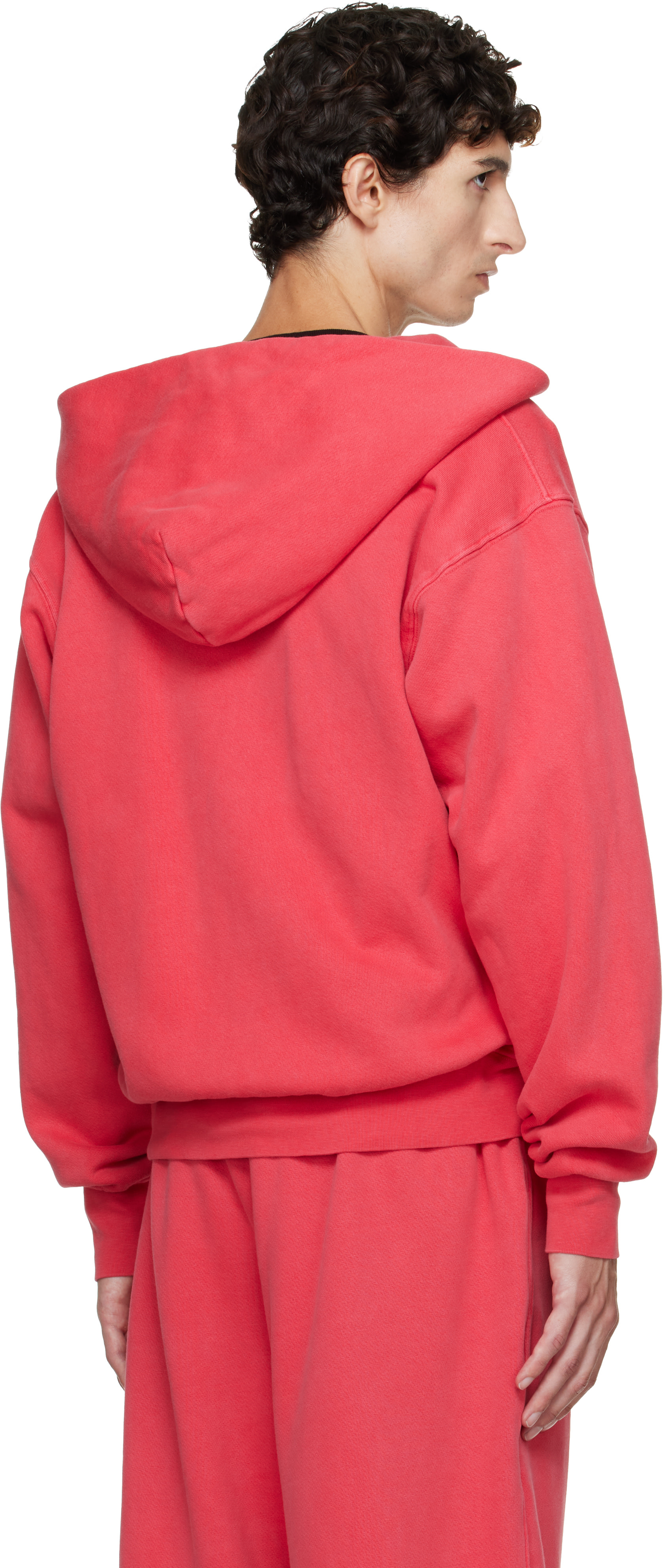Les Tien - Pull à capuche épais rose à glissière
