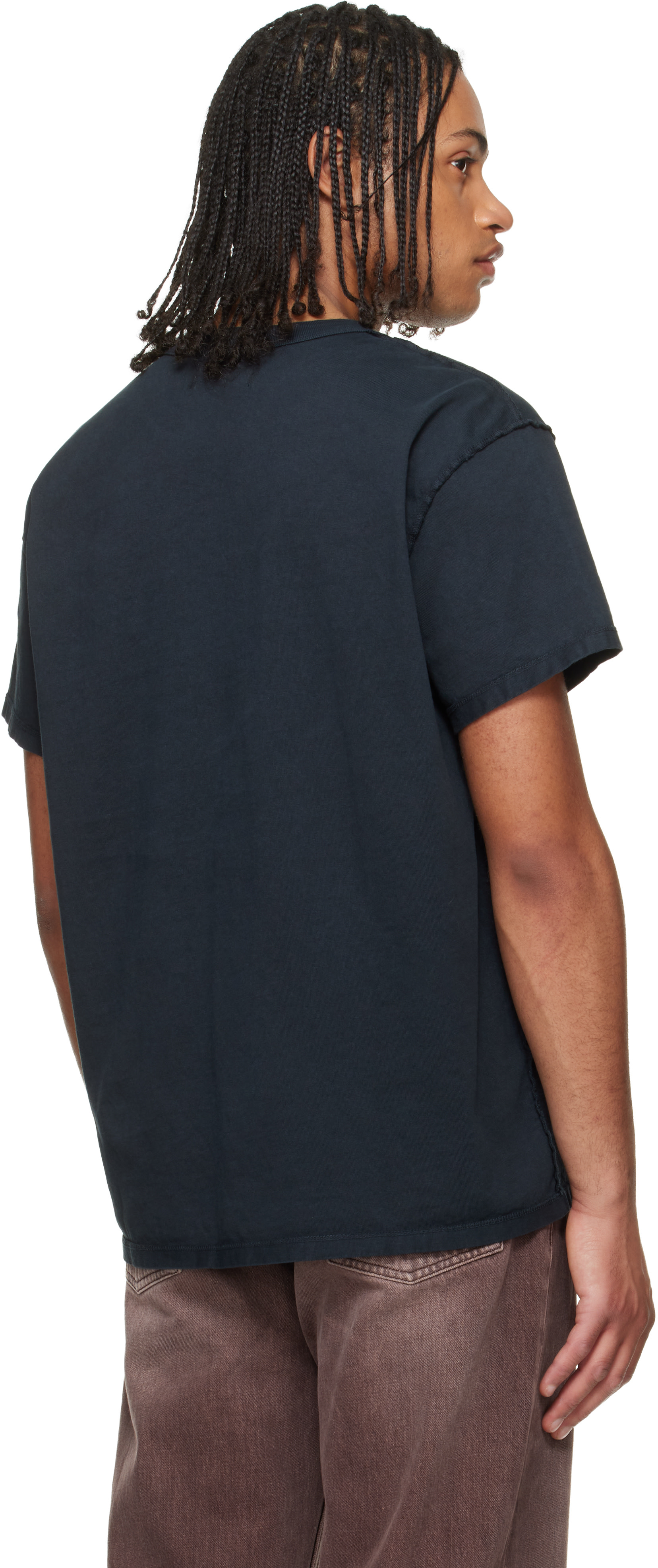 Les Tien - Black Lightweight Binded Neck Inside Out T-shirt