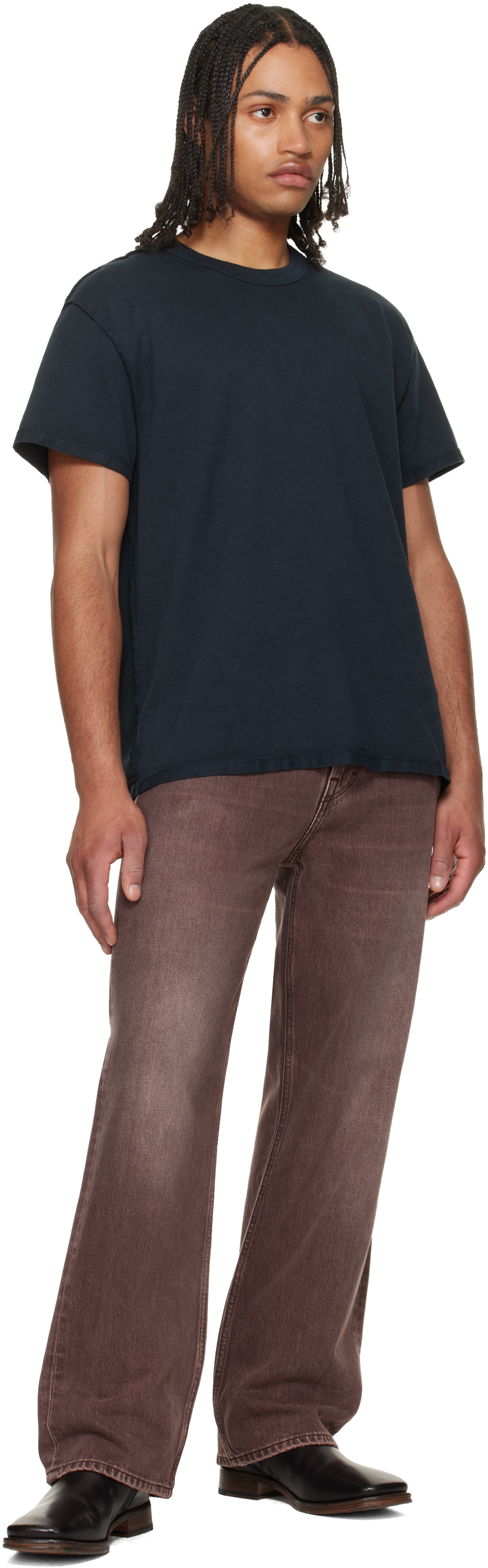 Les Tien - Black Lightweight Binded Neck Inside Out T-shirt