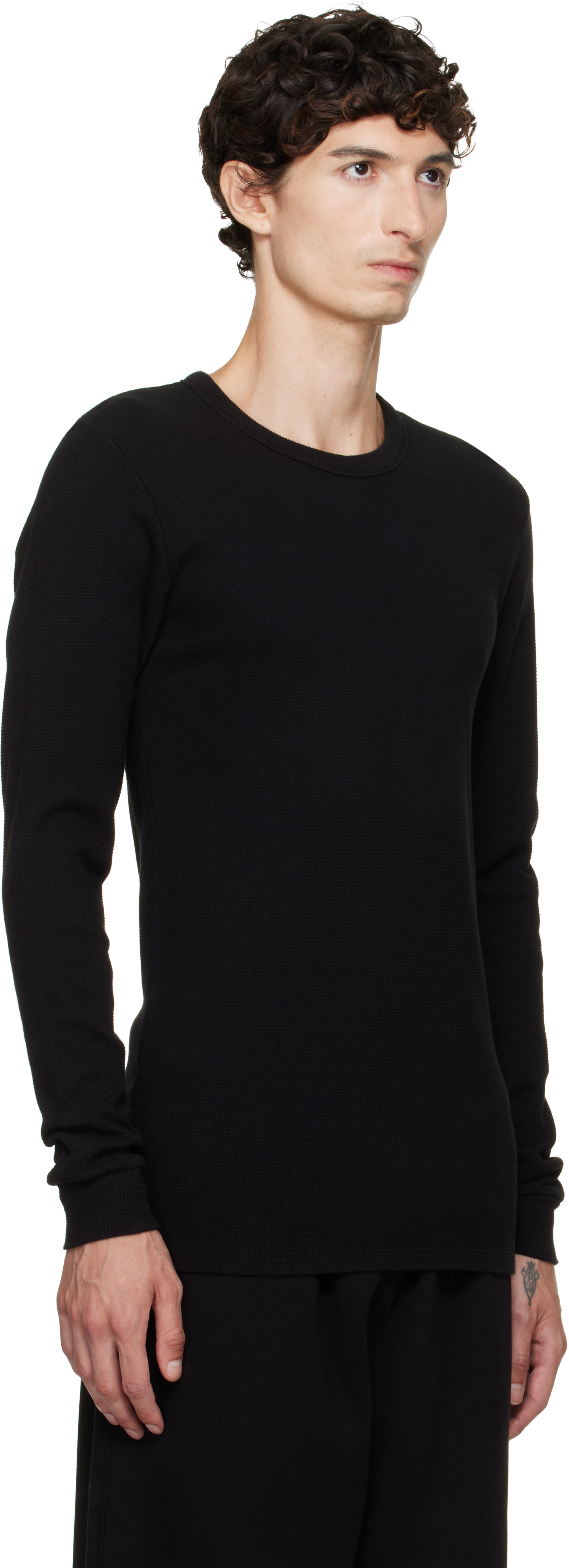 Les Tien: Black Thermal Fitted Long Sleeve T-shirt | SSENSE