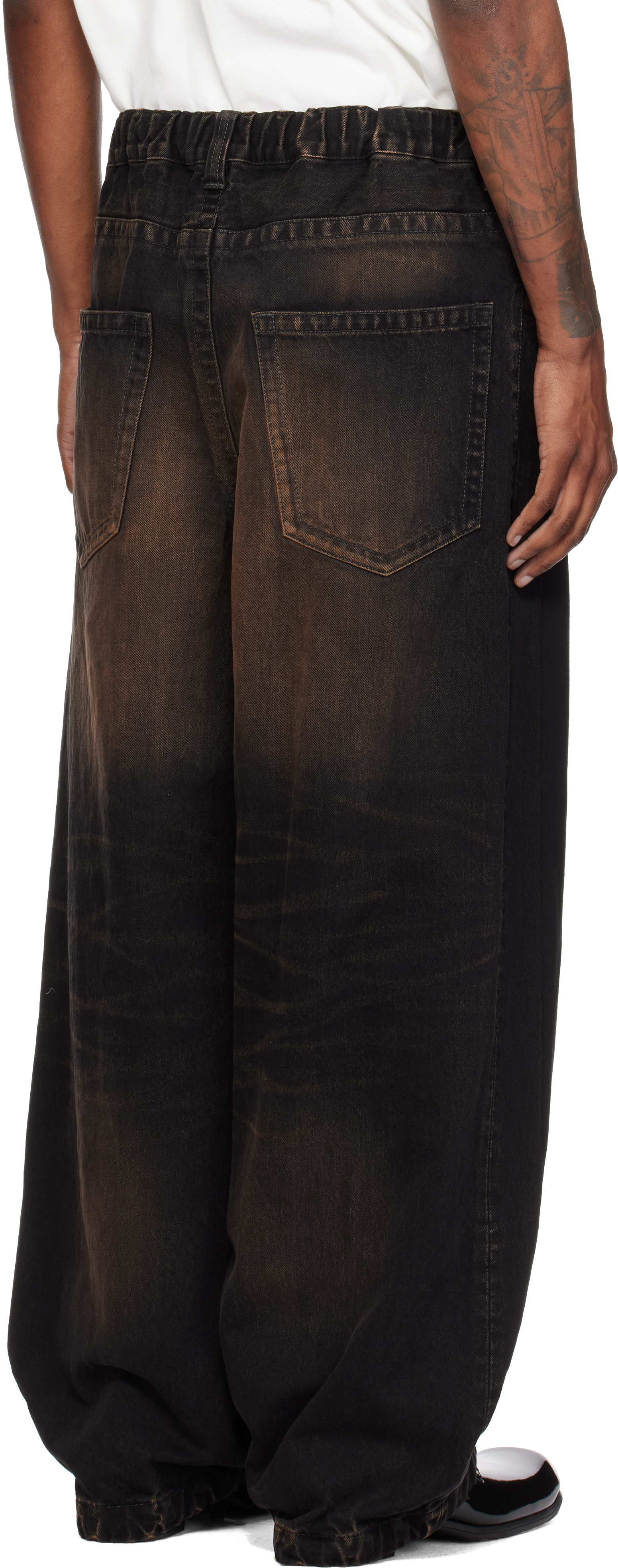 Maison MIHARA YASUHIRO: Black Combined Sweat Denim Jeans | SSENSE