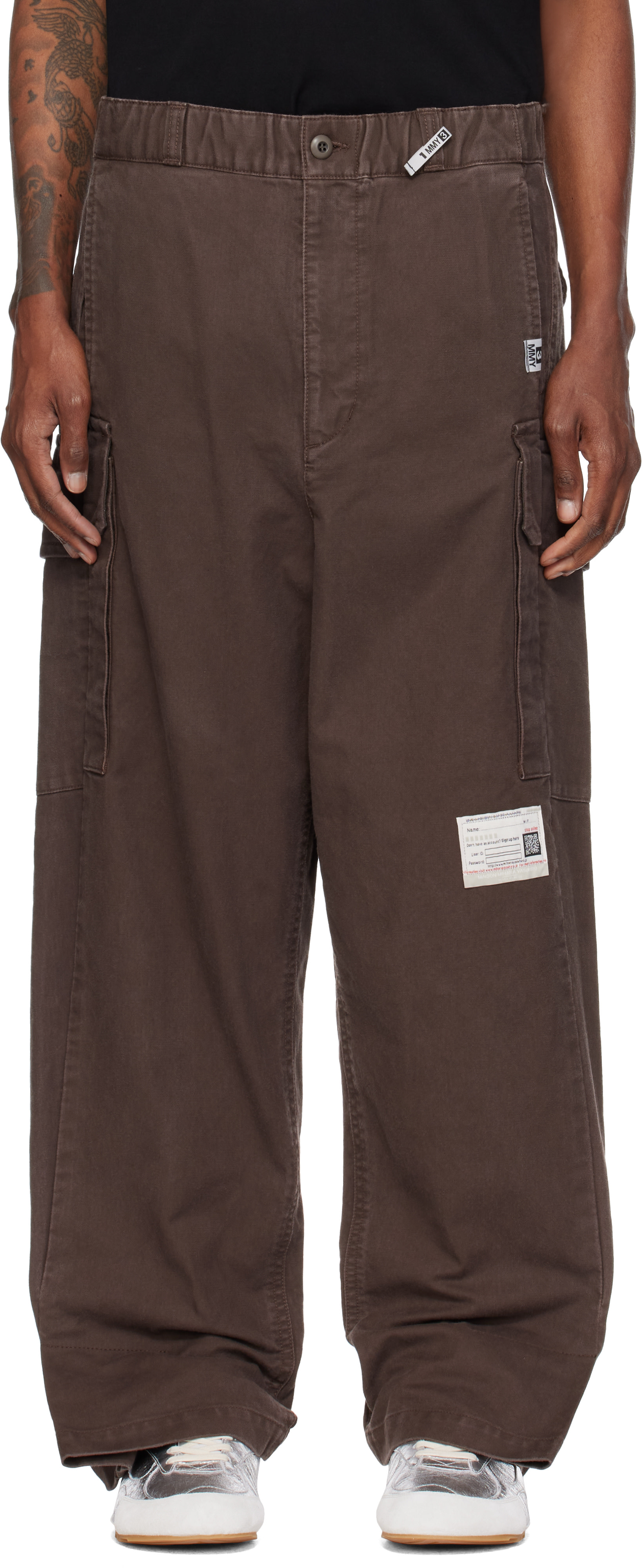 Maison MIHARA YASUHIRO - Pantalon cargo brun à plis