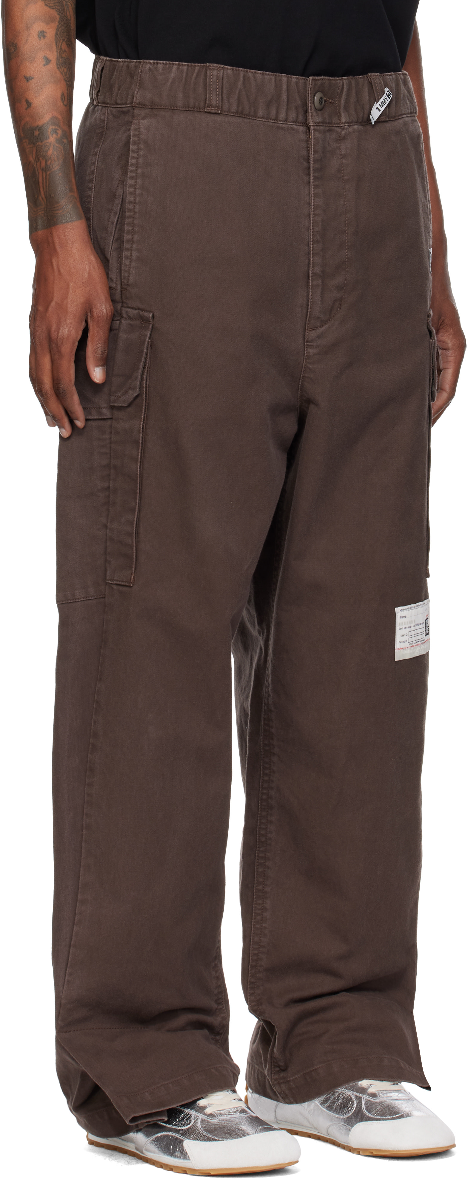 Maison MIHARA YASUHIRO - Pantalon cargo brun à plis