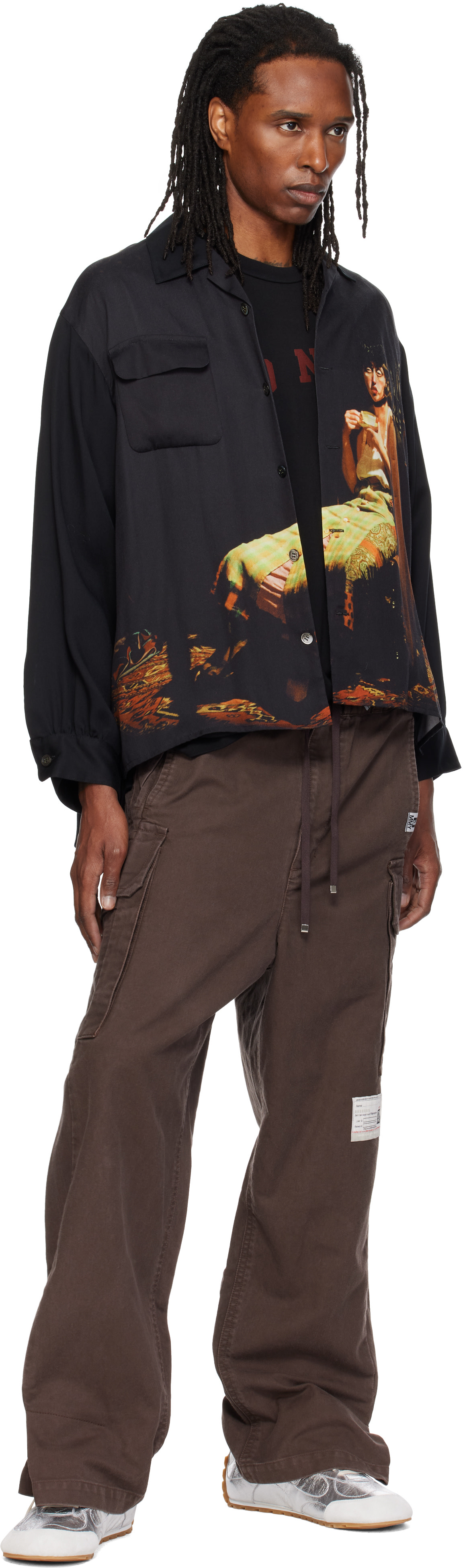 Maison MIHARA YASUHIRO - Pantalon cargo brun à plis