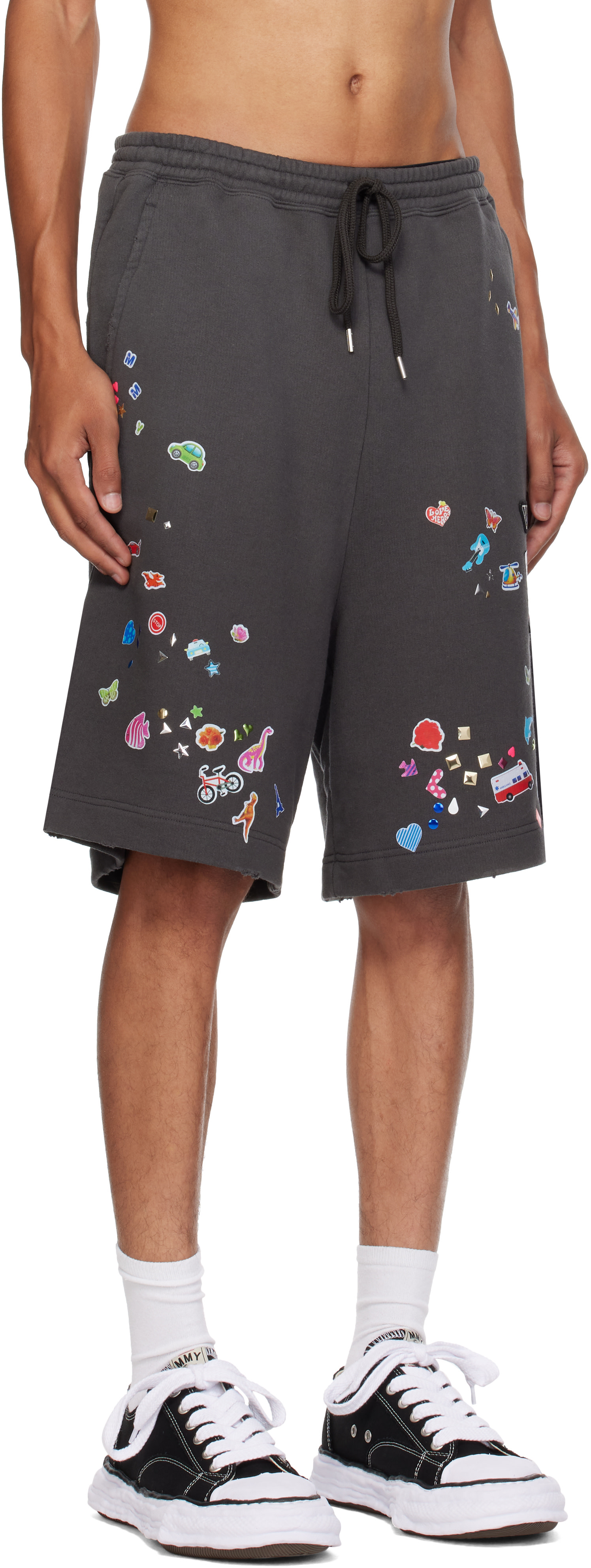 Maison MIHARA YASUHIRO: Gray Kids Sticker Printed Sweat Shorts