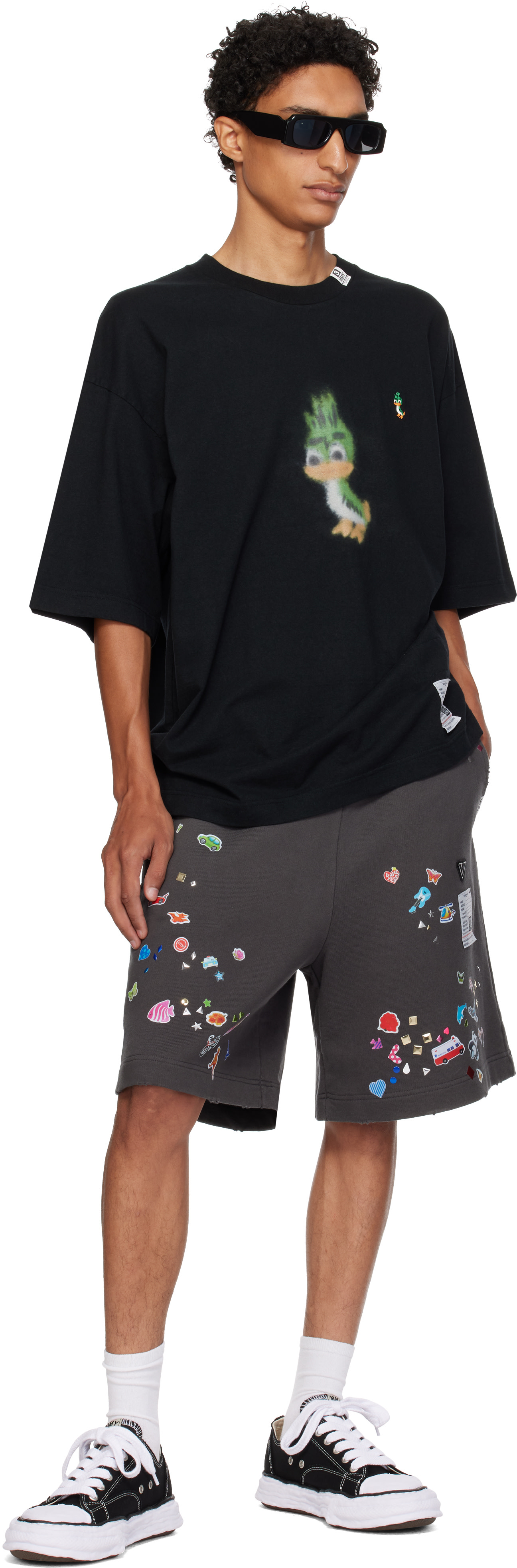 Maison MIHARA YASUHIRO: Gray Kids Sticker Printed Sweat Shorts