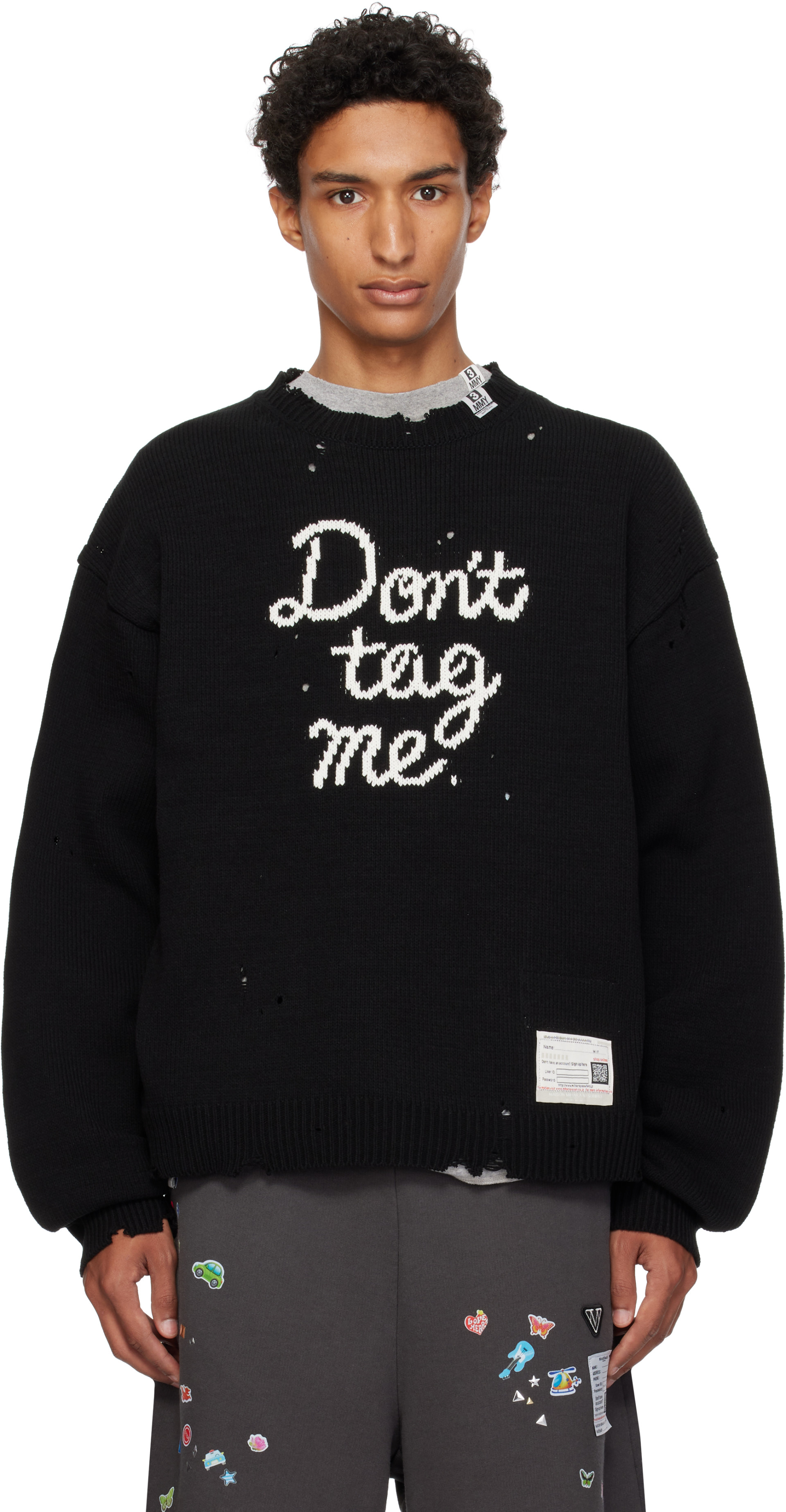 Maison MIHARA YASUHIRO - Pull 'Don't Tag Me' noir en tricot